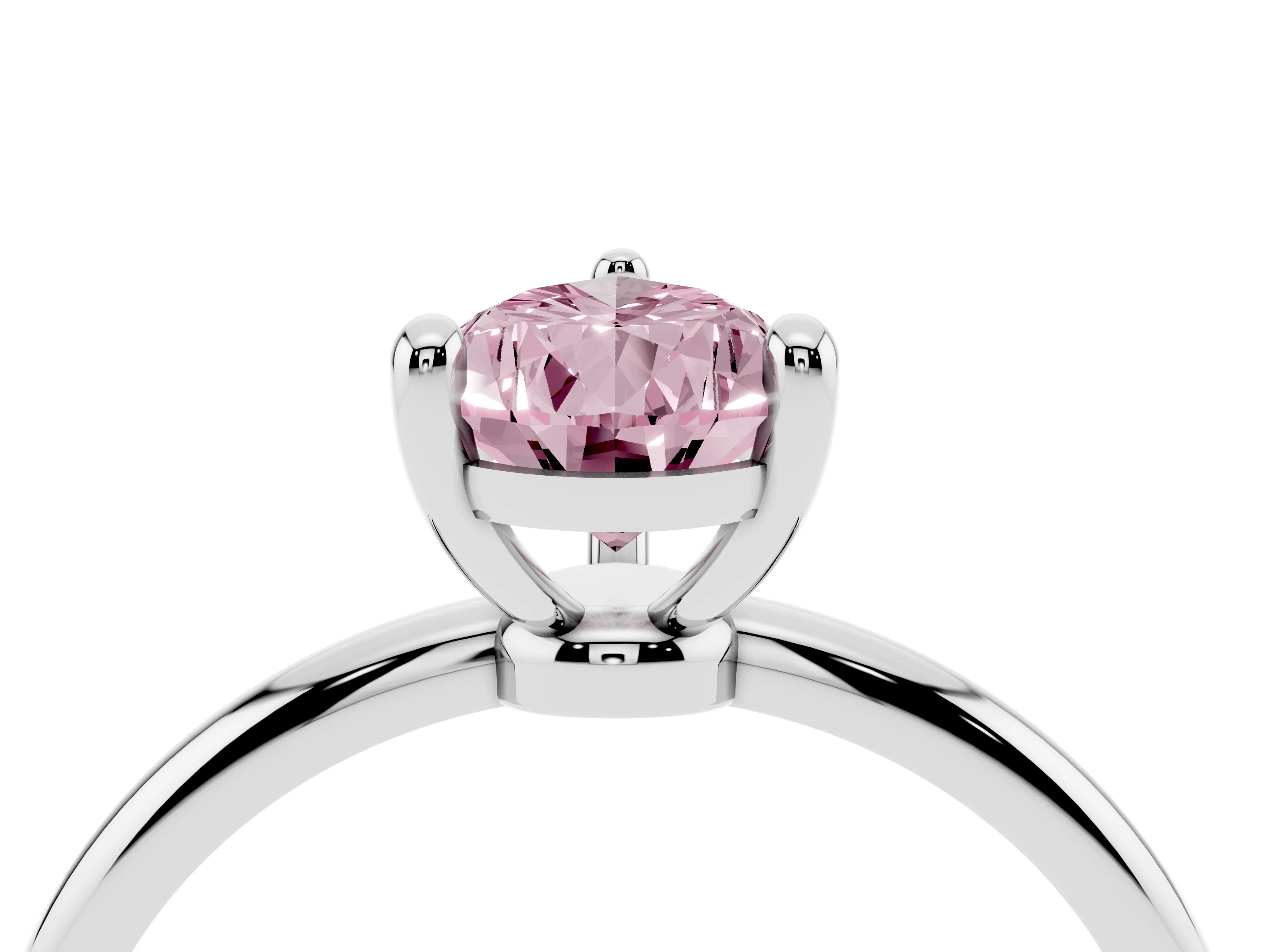 Fancy Pink Pear Cut Diamond Solitaire Ring Set in White gold with Secure Prong Setting on a Classic Band