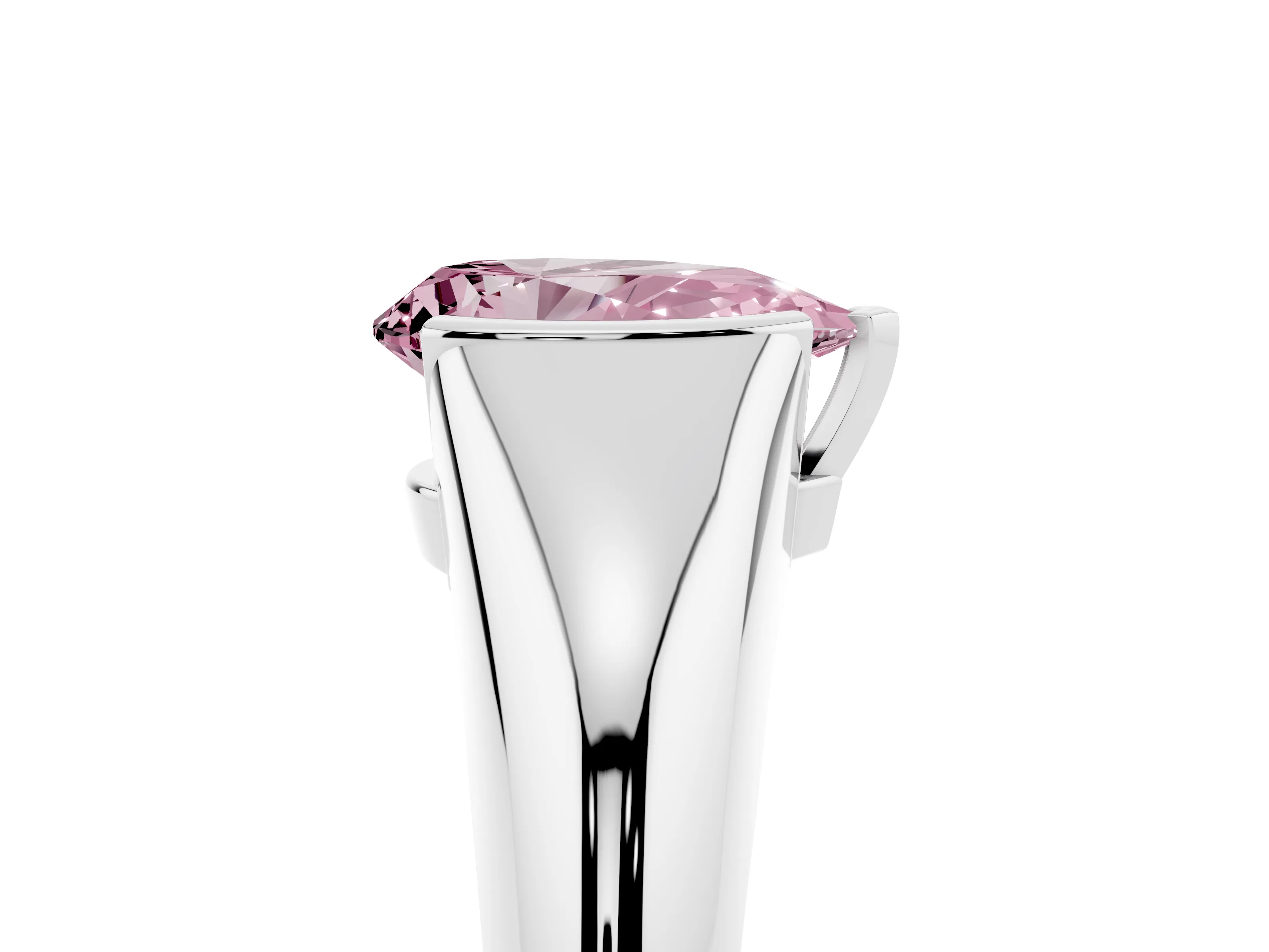Fancy Pink Pear Cut Diamond Solitaire Tension Set Ring Set in Silver