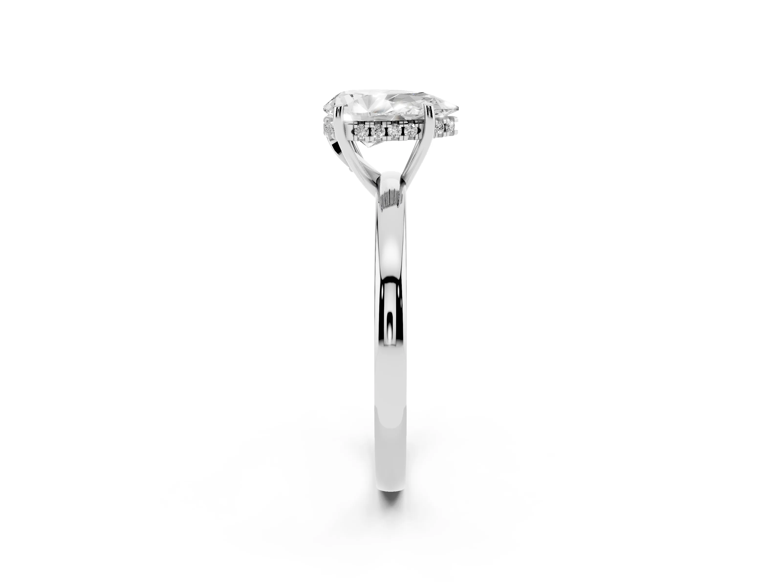 Pear Cut Diamond Solitaire Ring Set in Platinum with Plain Band and Prong Setting