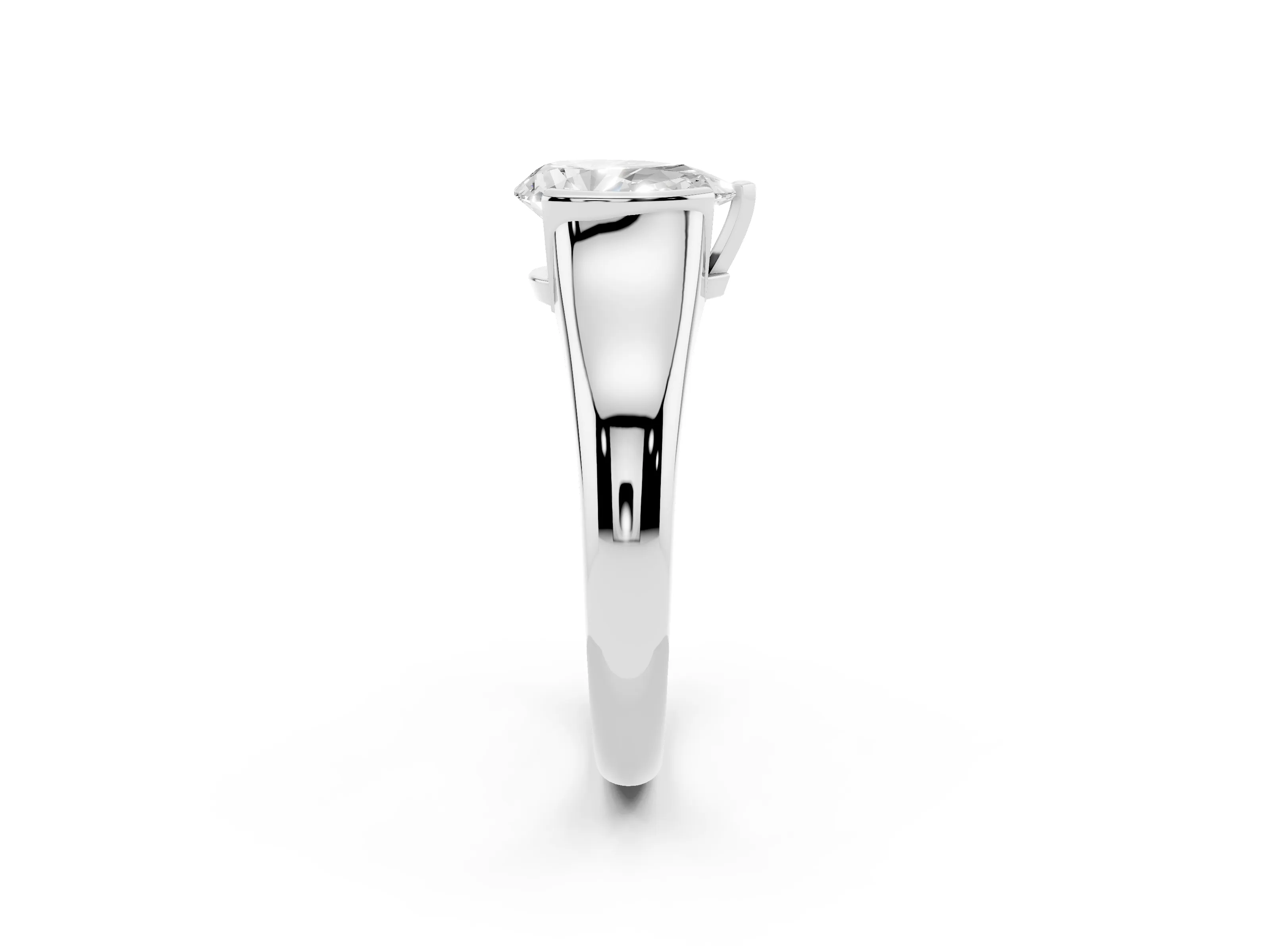Pear Cut Diamond Solitaire Tension Set Ring Set in Silver with Split Shank Band