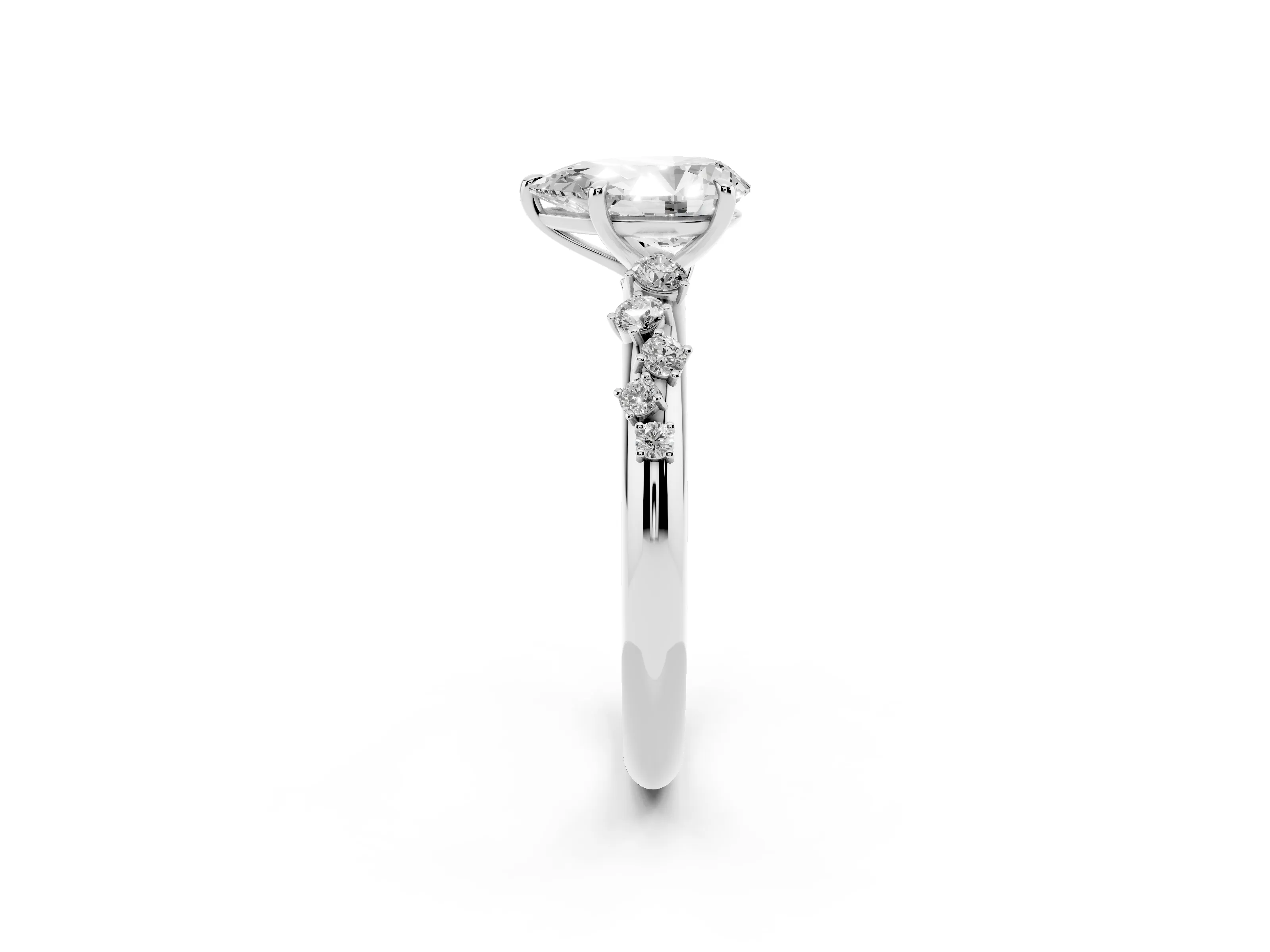 Pear Cut Diamond Cluster Solitaire Ring Set in Platinum with Prong Setting