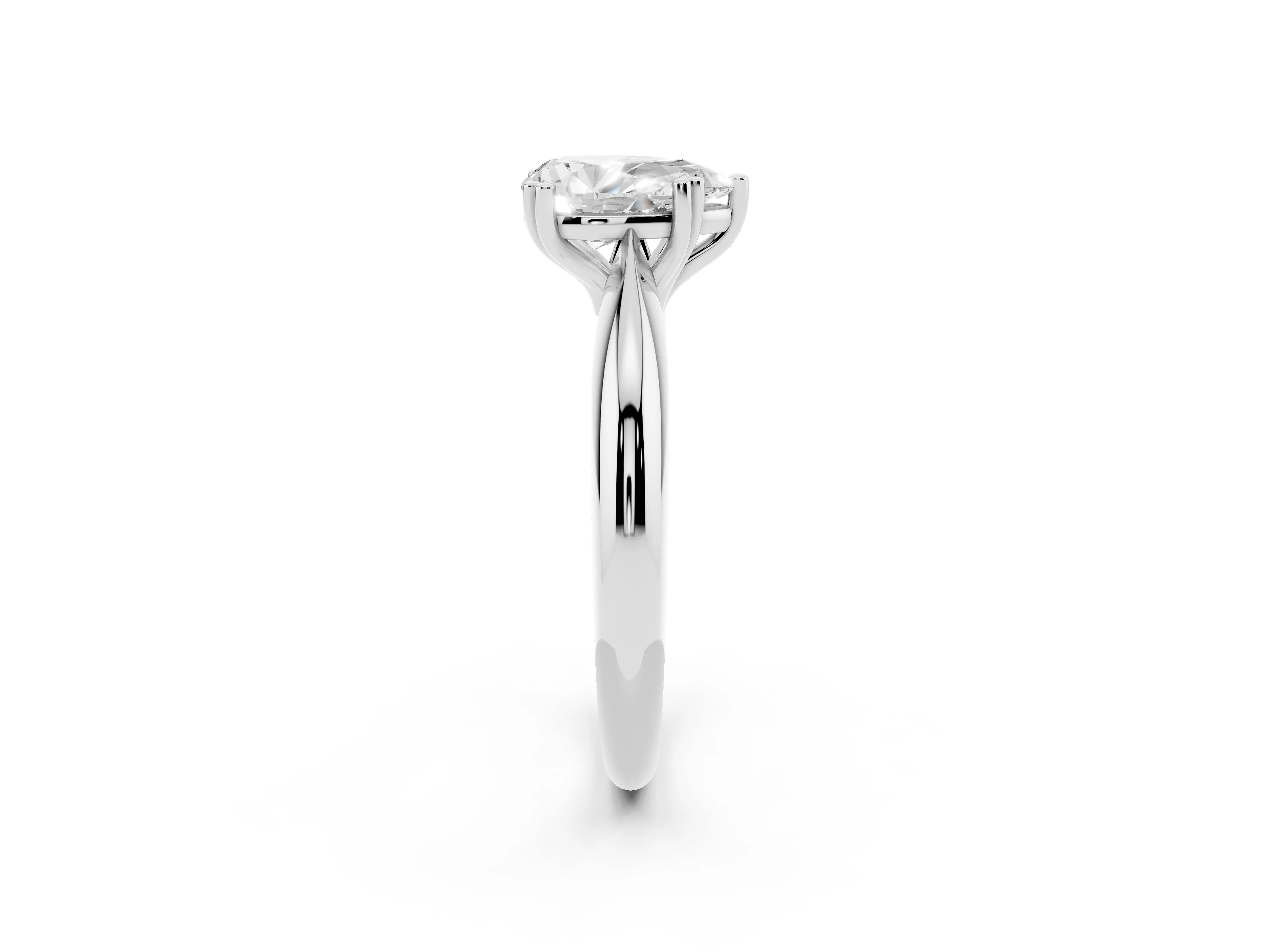 Pear Cut Diamond Solitaire Engagement Ring Set in Platinum with Tapered Band and Prong Setting