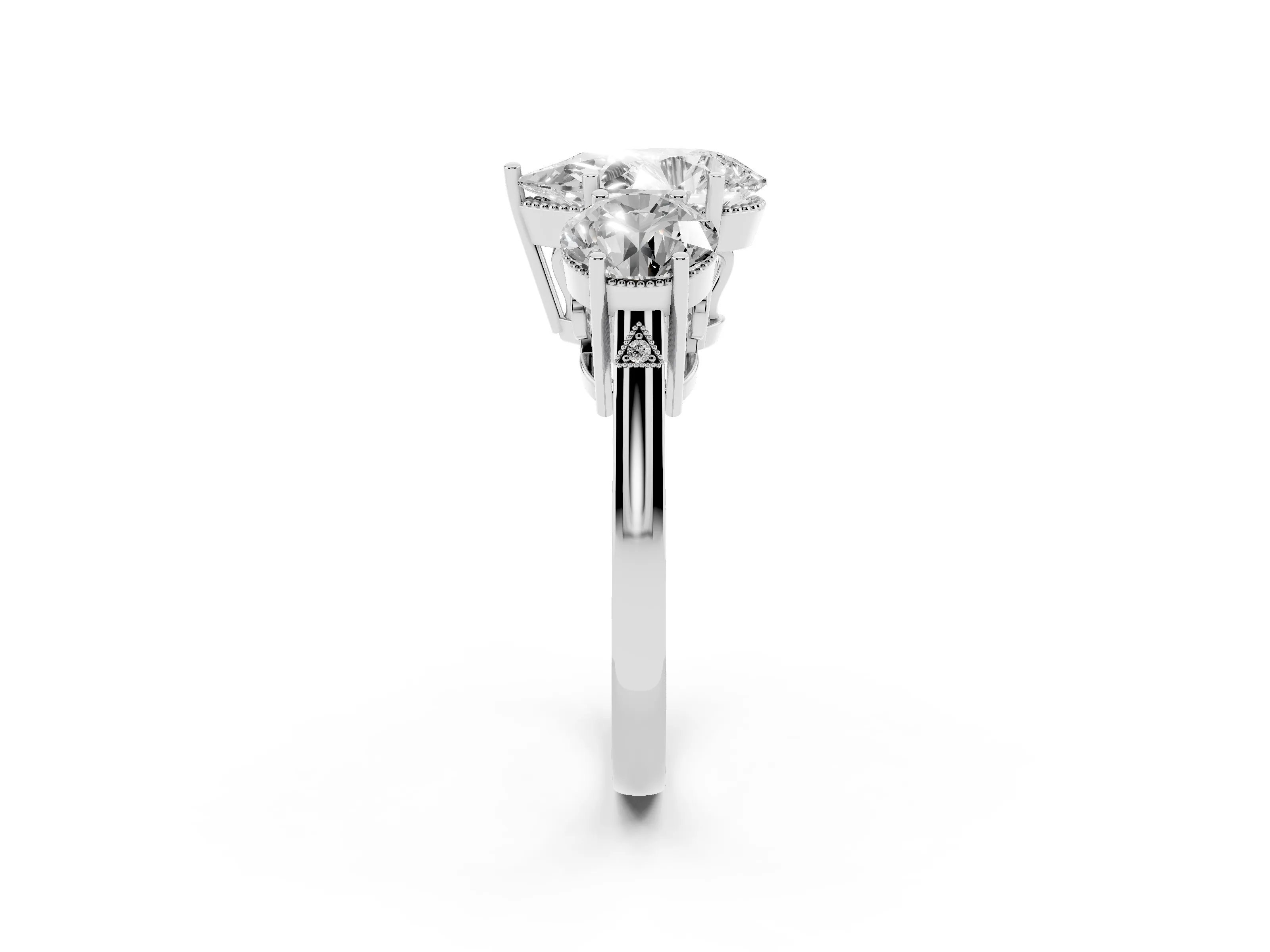 Pear Cut Diamond Three-Stone Engagement Ring Set in Silver with Polished Band