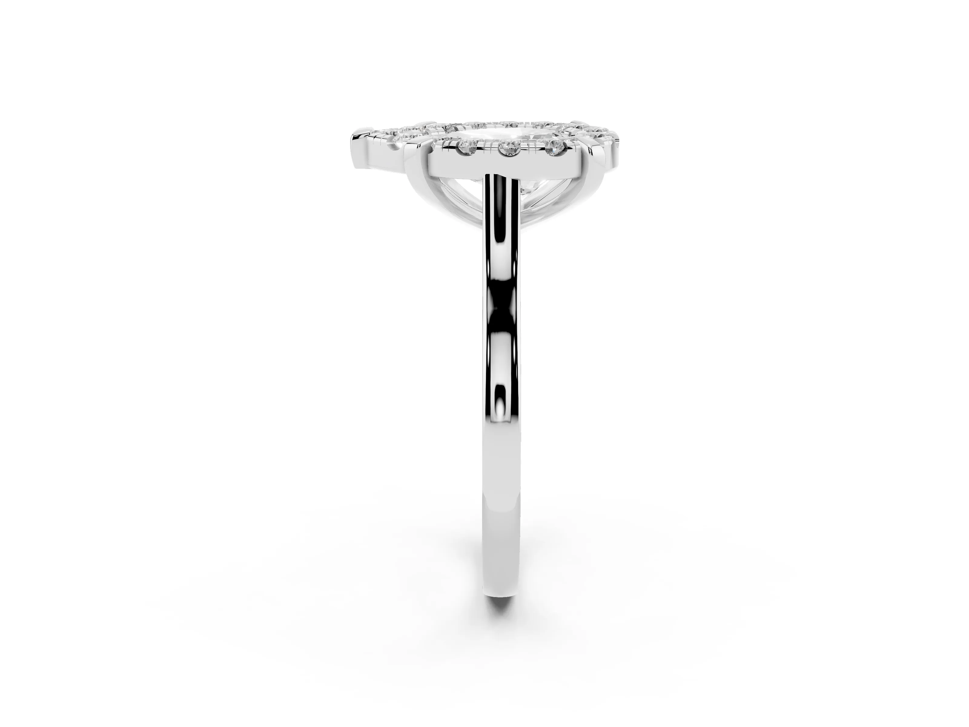 Pear Cut Diamond Cluster Halo Solitaire Ring Set in Platinum with Prong Setting