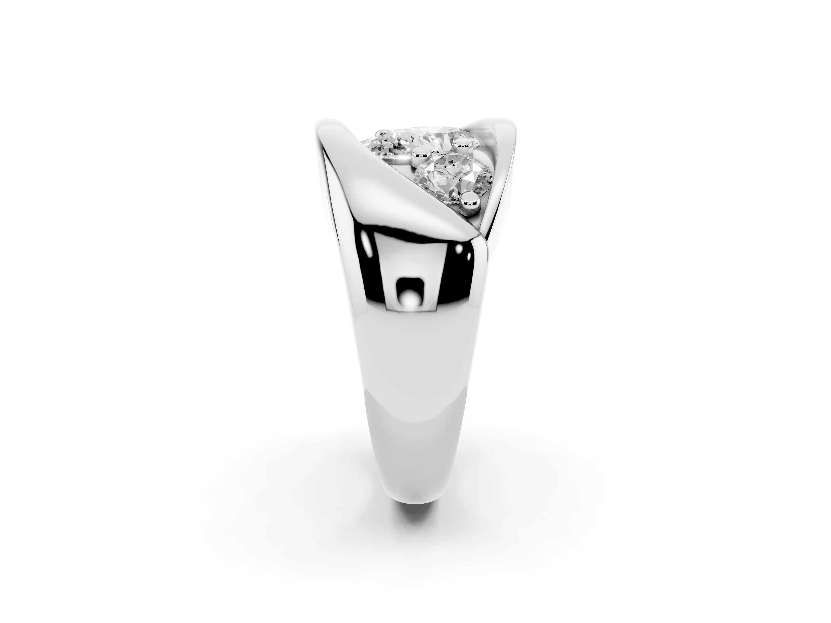 Pear Cut Diamond Channel-Set Crossover Ring Set in Platinum