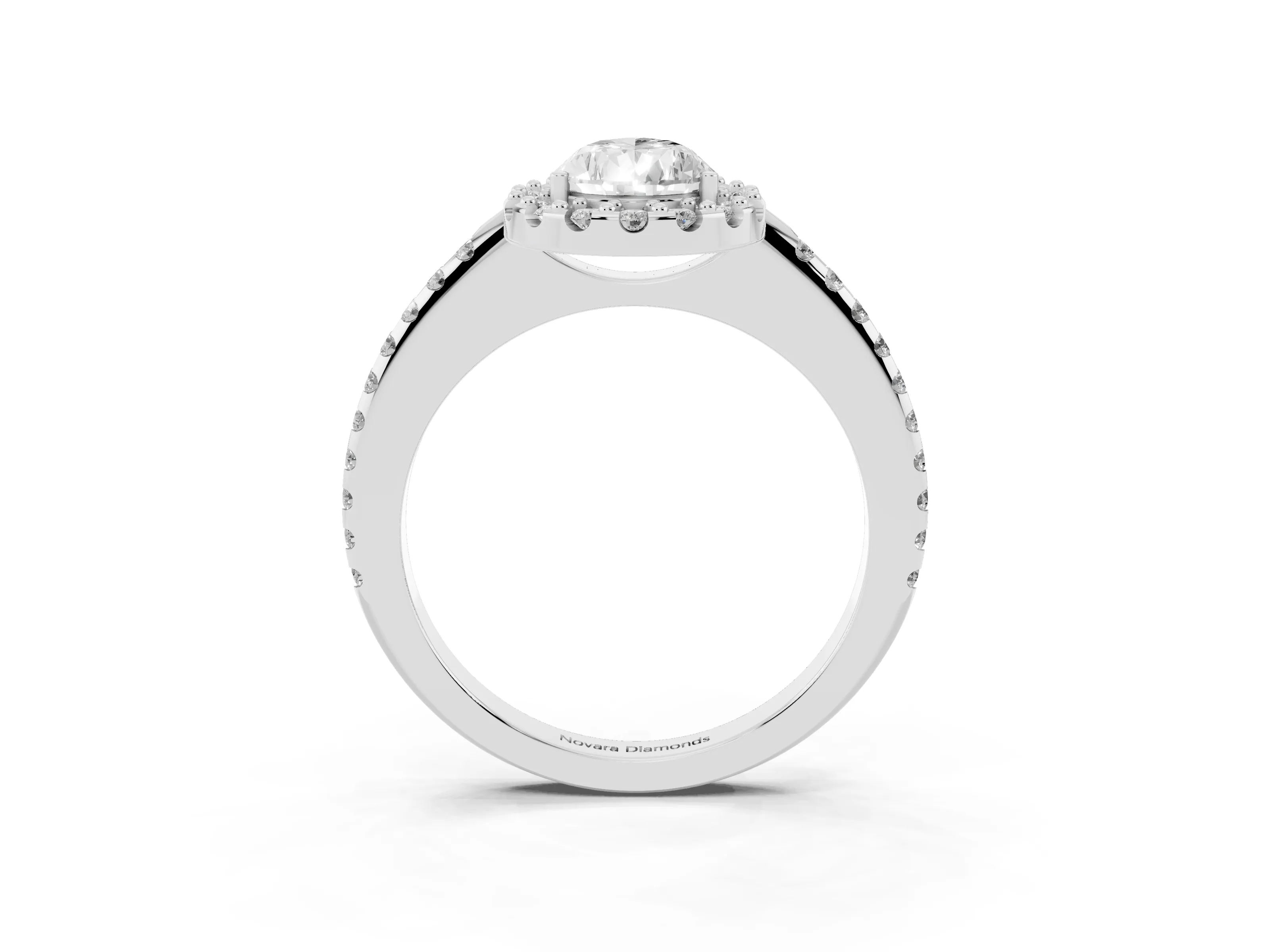 Pear Cut Diamond Pavé Halo Ring Set in Platinum with Prong Setting