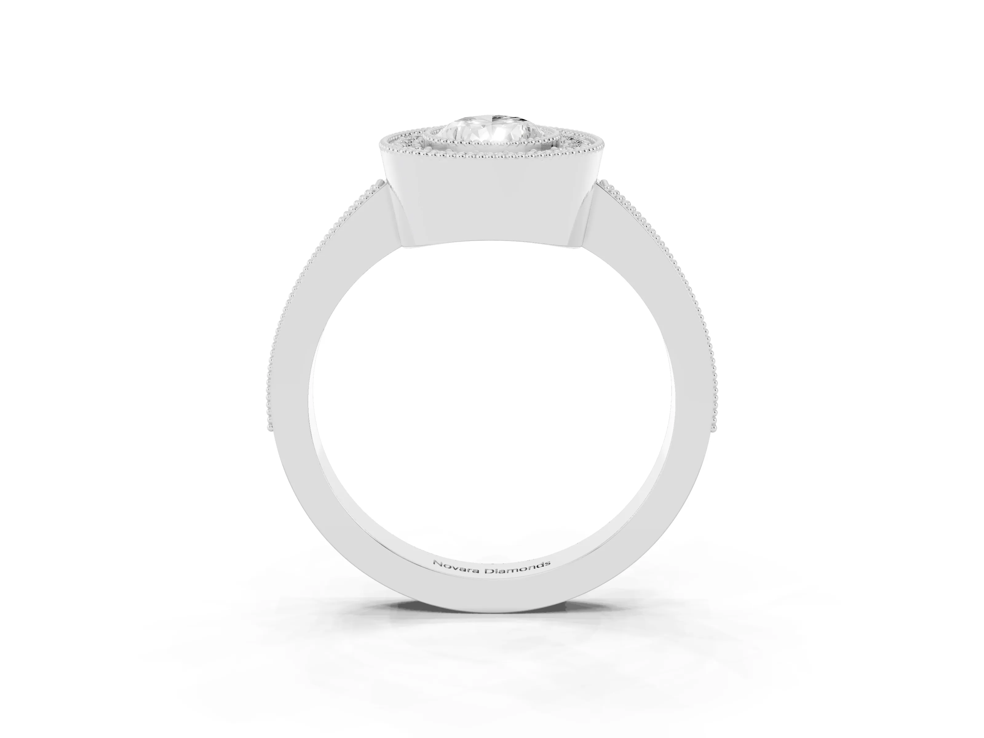 Pear Cut Diamond Halo Engagement Ring Set in White gold with Pavé Band and Round Halo Stones