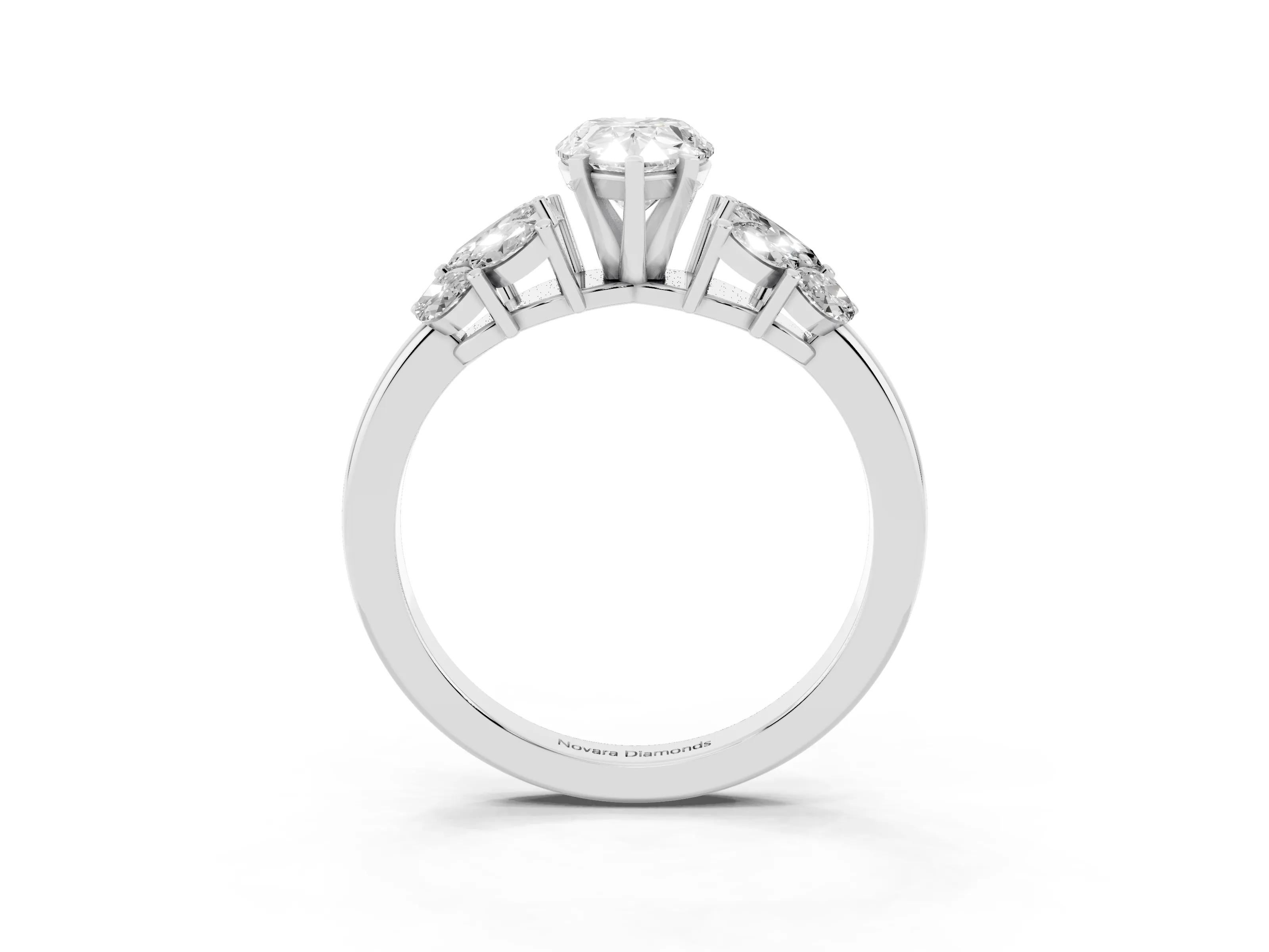 Pear Cut Diamond Cluster Leaf Design Ring Set in Platinum with Prong Setting