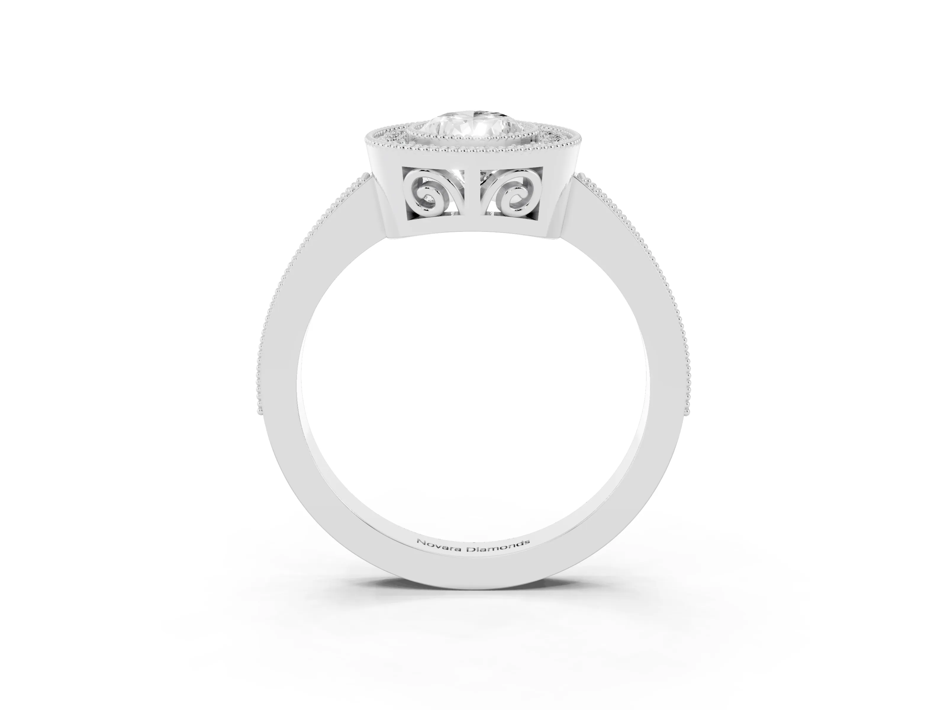 Pear Cut Diamond Round Halo Ring Set in White gold with Pavé Band