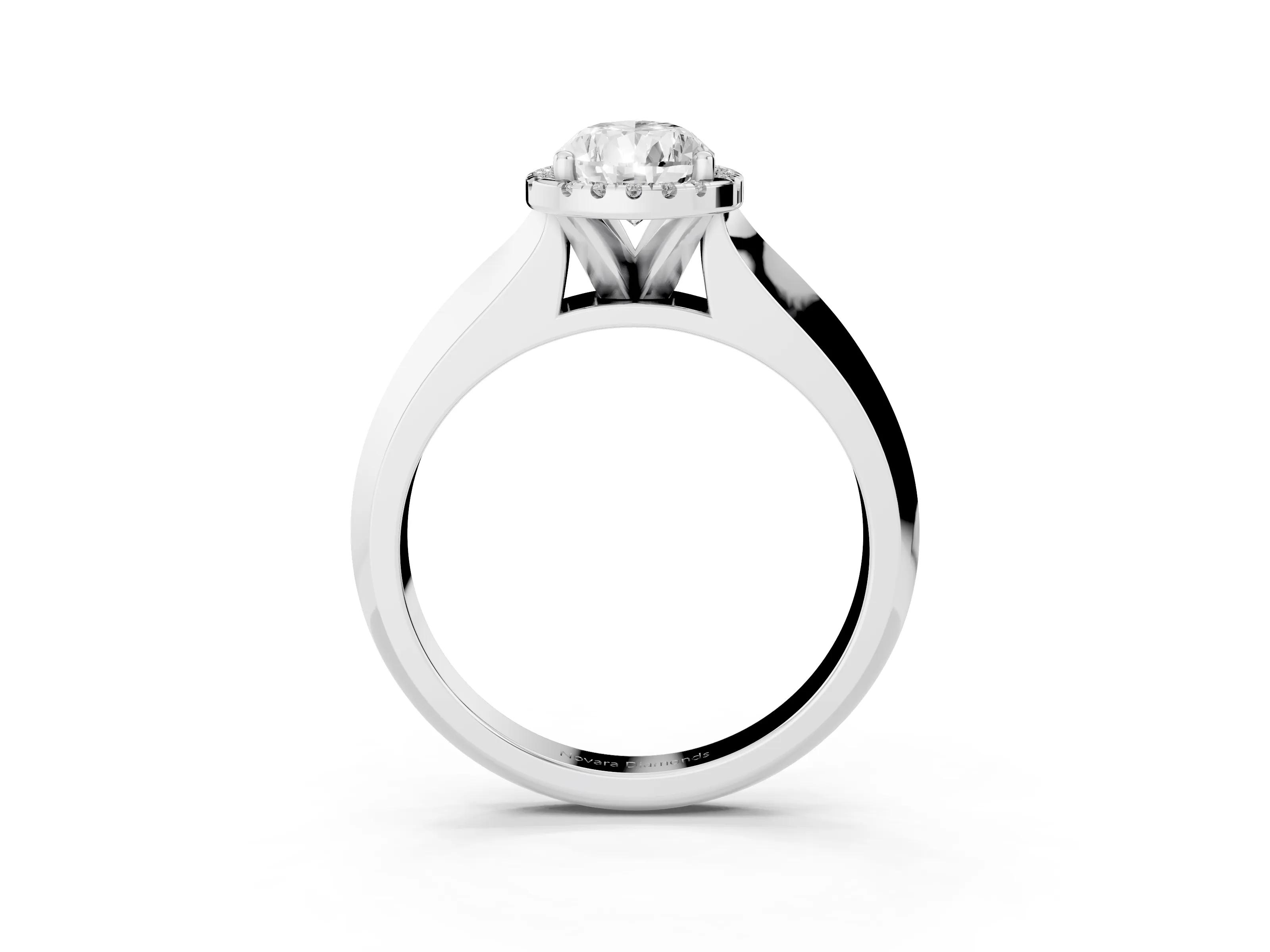 Pear Cut Diamond Halo Ring Set in Platinum with Cathedral Band and Prong Setting