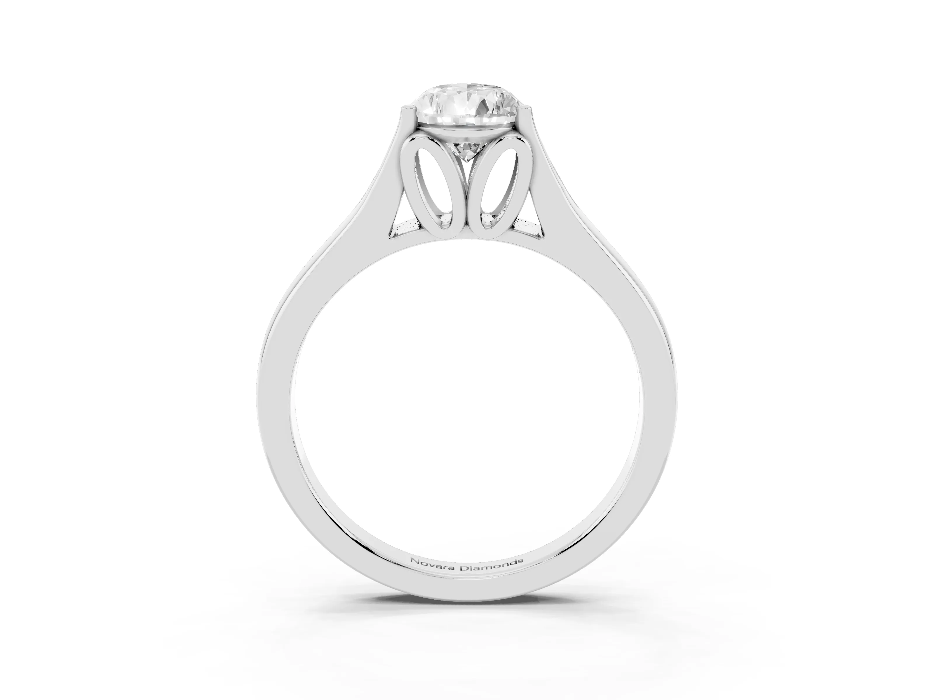 Pear Cut Diamond Solitaire Ring Set in White gold with Arched Cathedral Band and Prong Setting