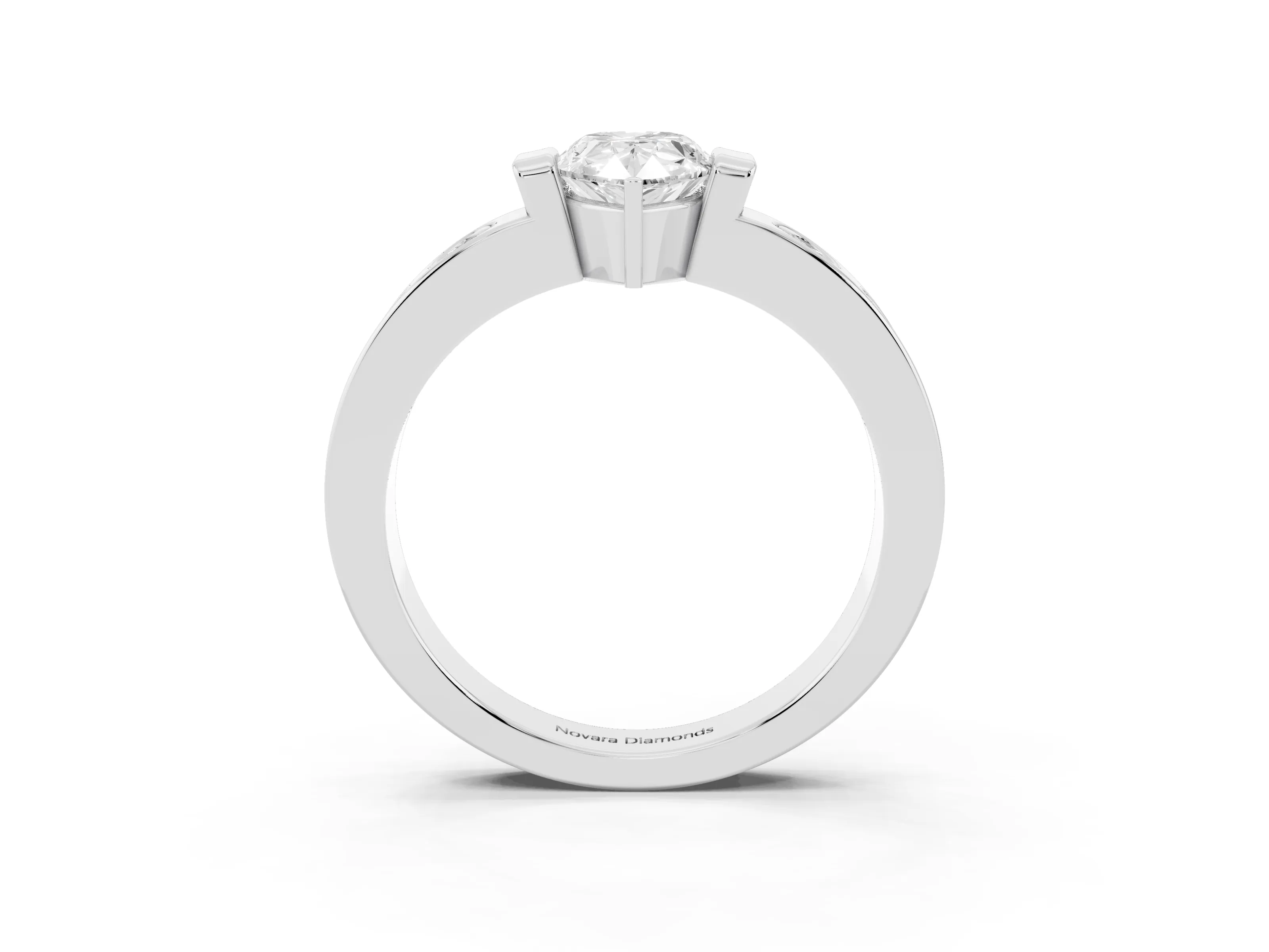 Pear Cut Diamond Channel-Set Band Ring Set in Silver with Bezel Prong Setting