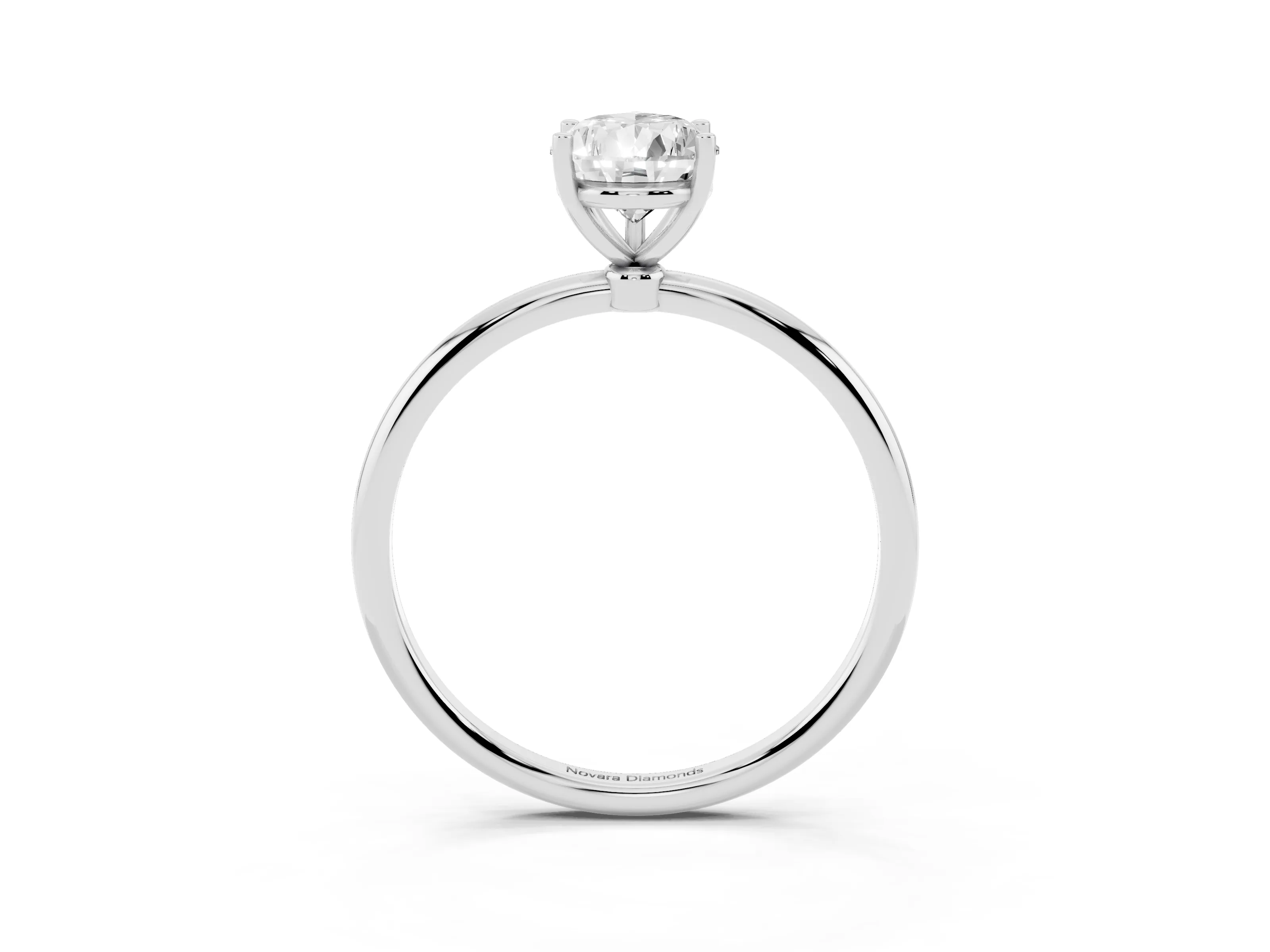 Pear Cut Diamond Solitaire Engagement Ring Set in Silver with Thin Band and Prong Setting