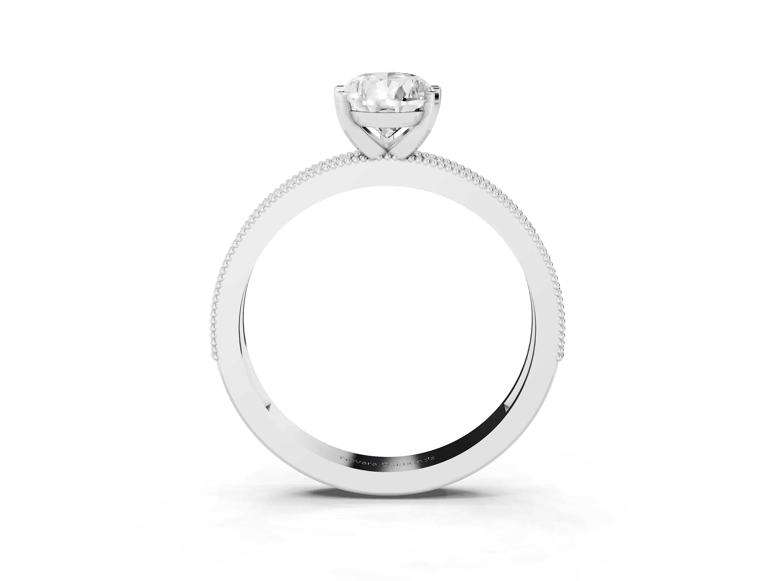 Pear Cut Diamond Milgrain Pavé Engagement Ring Set in White gold with Prong Setting