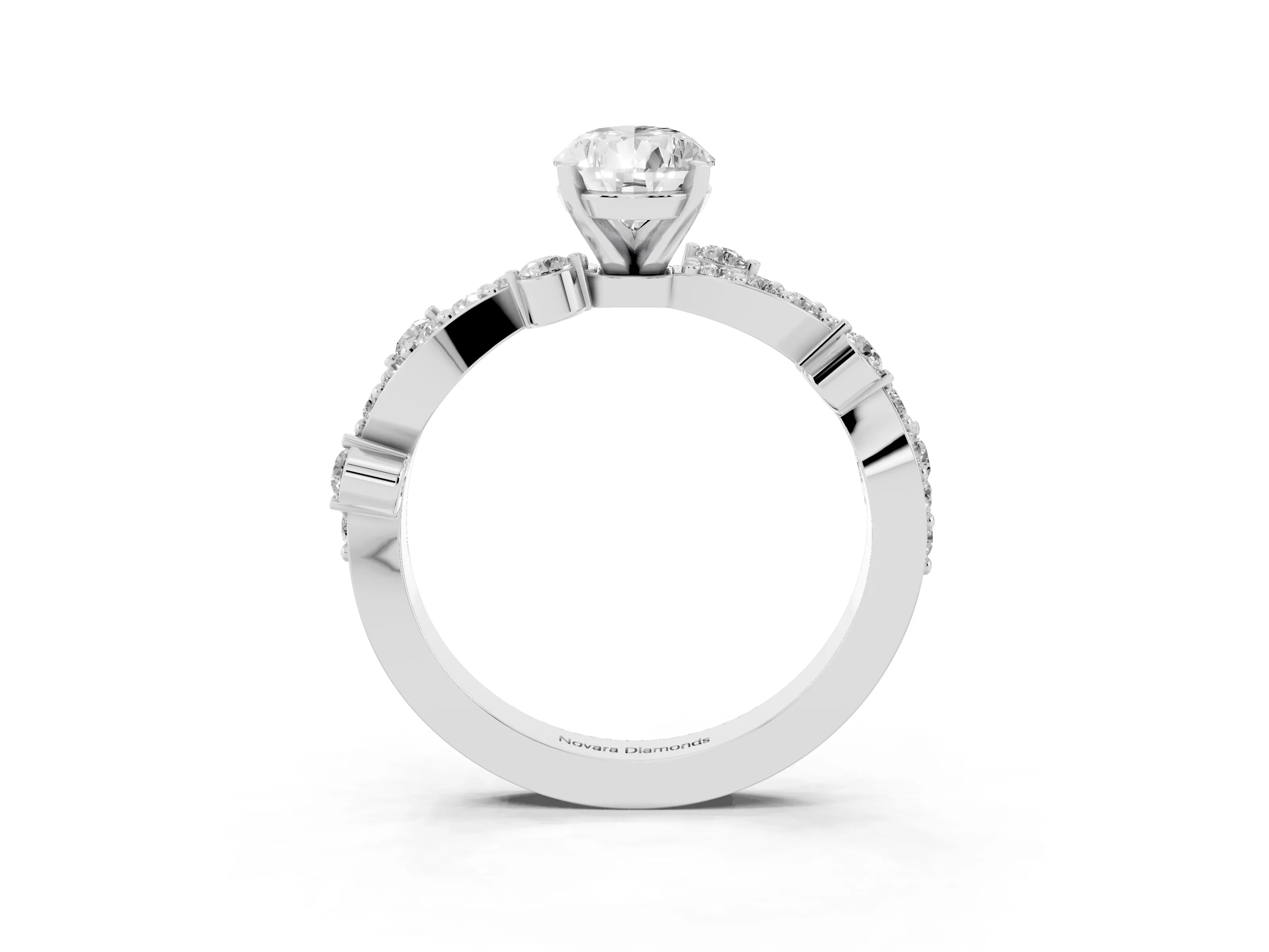 Pear Cut Diamond Solitaire Twisted Band Set in Silver with Pavé Setting