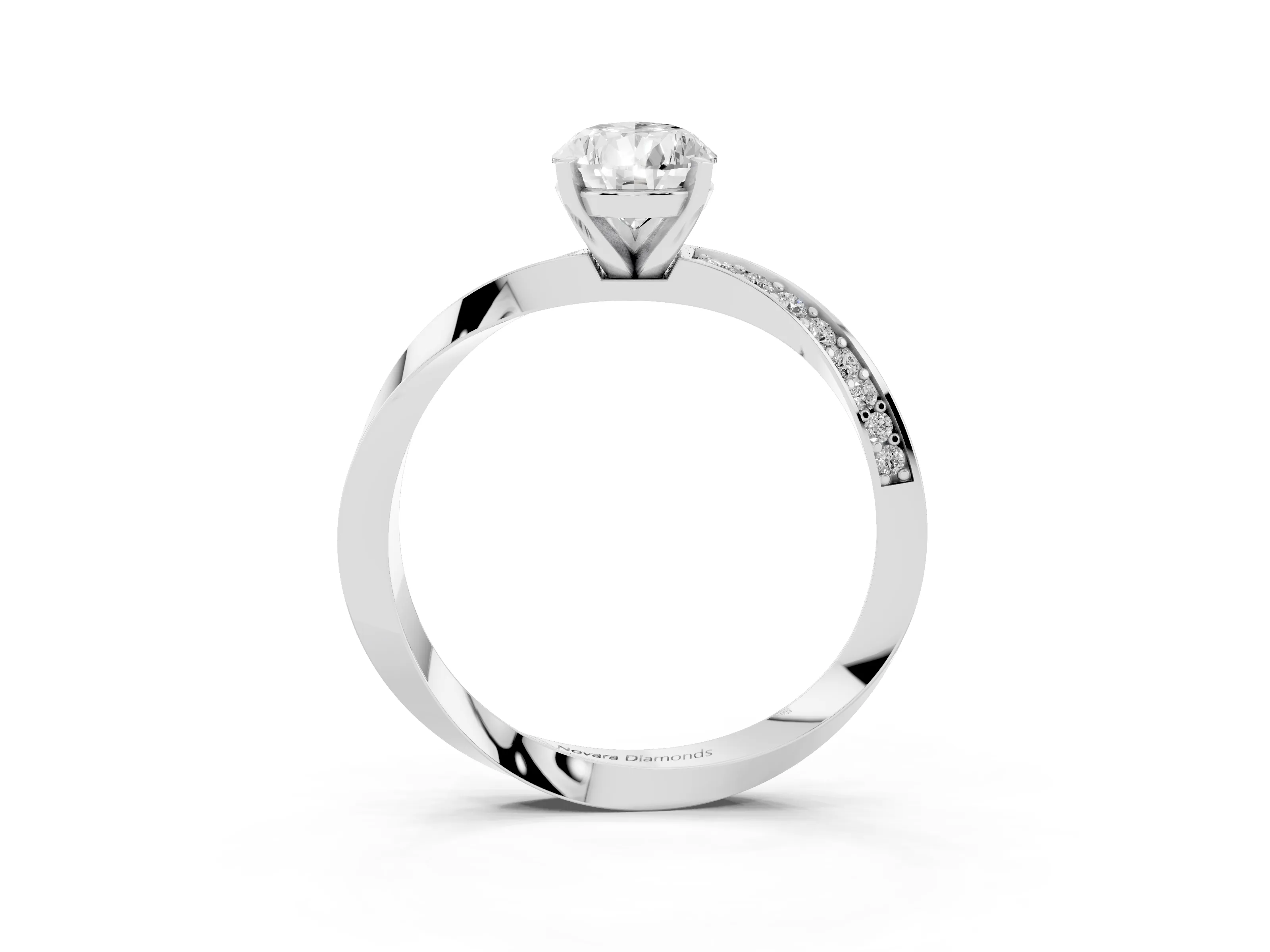 Pear Cut Diamond Engagement Ring Set in Silver with Side Stone Accents and Prong Setting