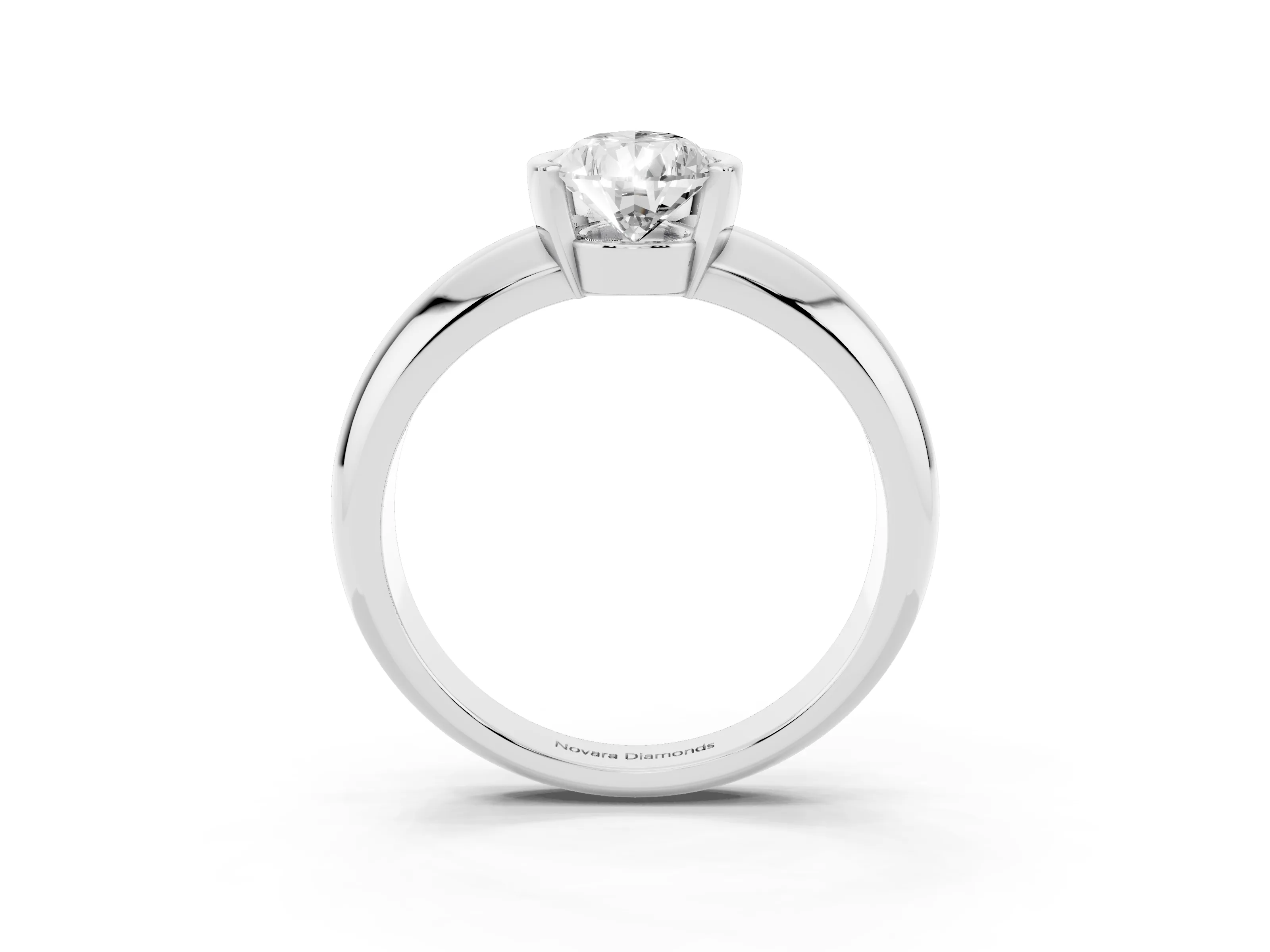 Pear Cut Diamond Solitaire Tension Set Ring Set in White gold with Wide Band