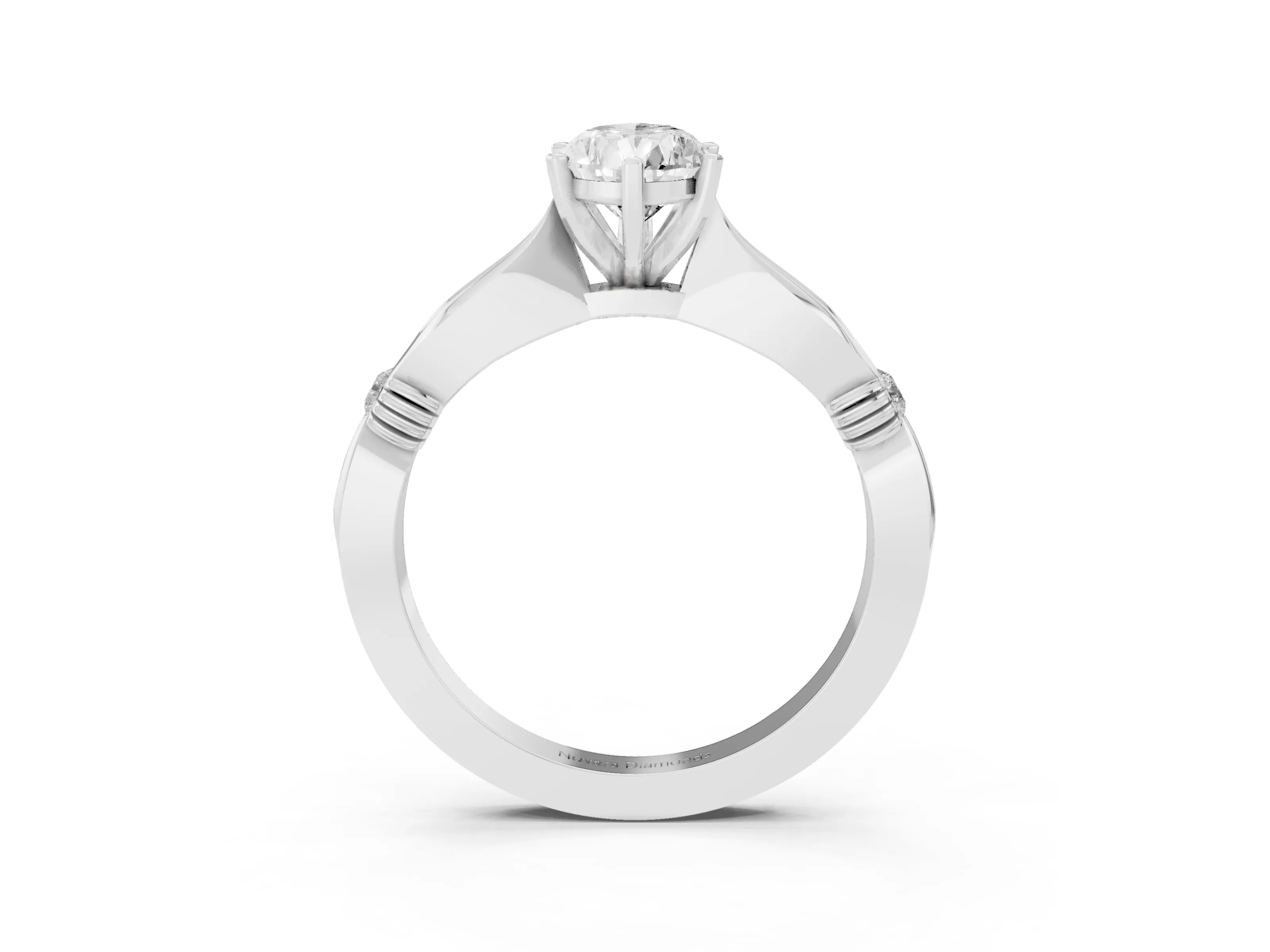 Pear Cut Diamond Solitaire Twisted Band Ring Set in White gold with Accent Stones and Prong Setting