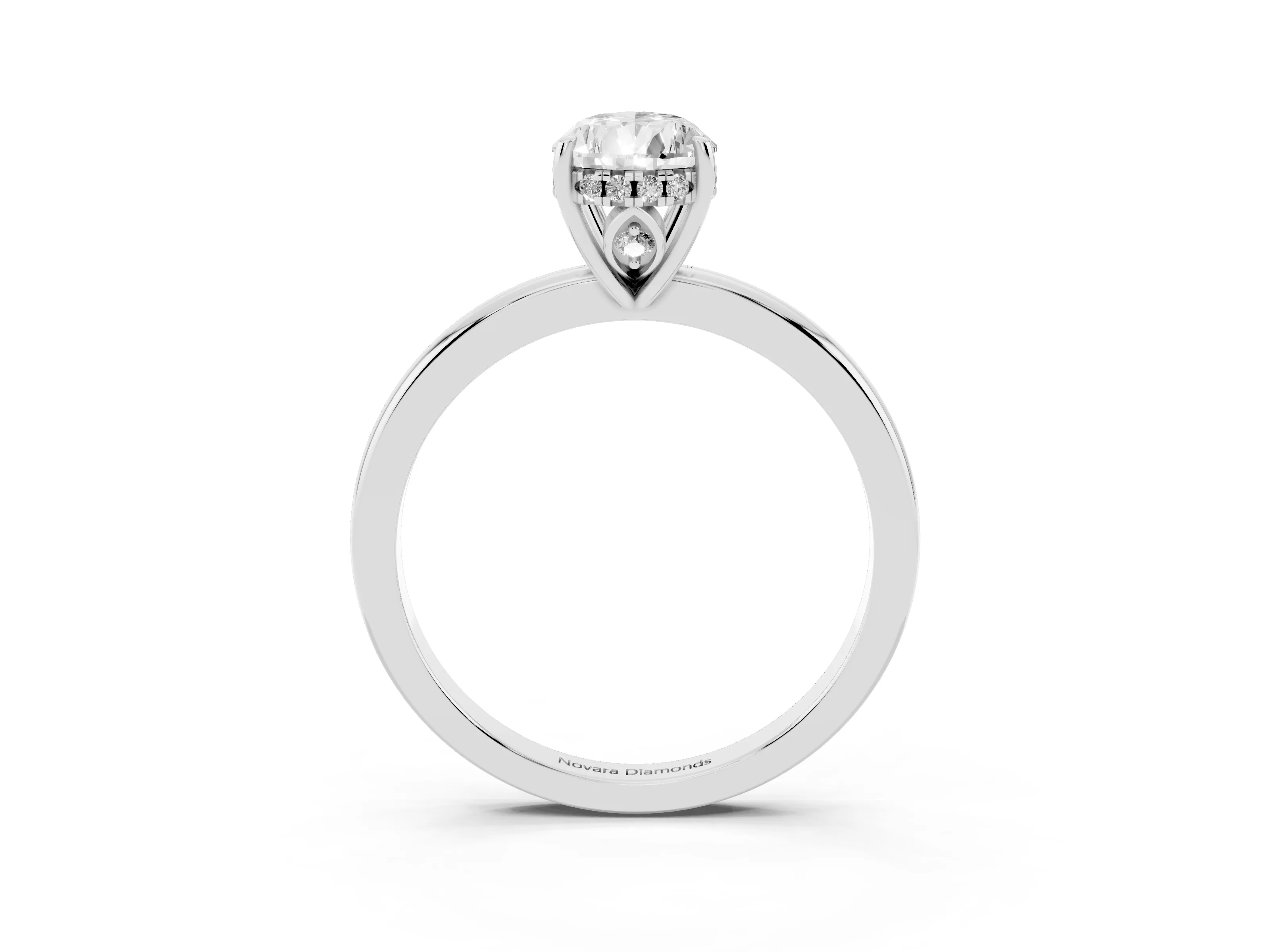 Pear Cut Diamond Solitaire Ring Set in Platinum with Plain Band and Prong Setting