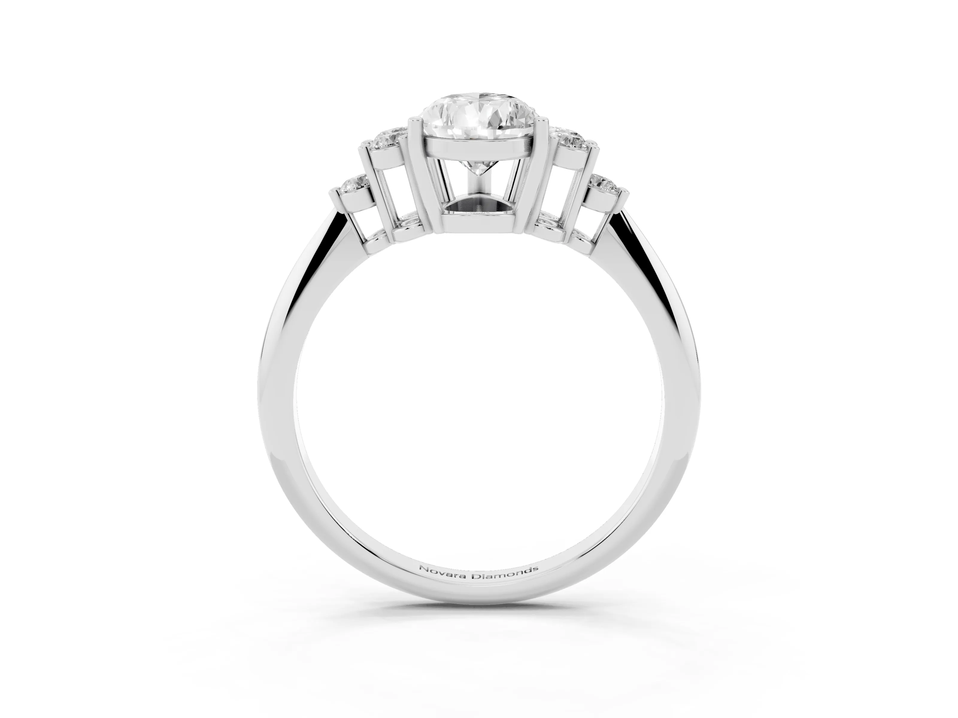 Pear Cut Diamond Cluster Ring Set in Platinum with Plain Band and Prong Setting