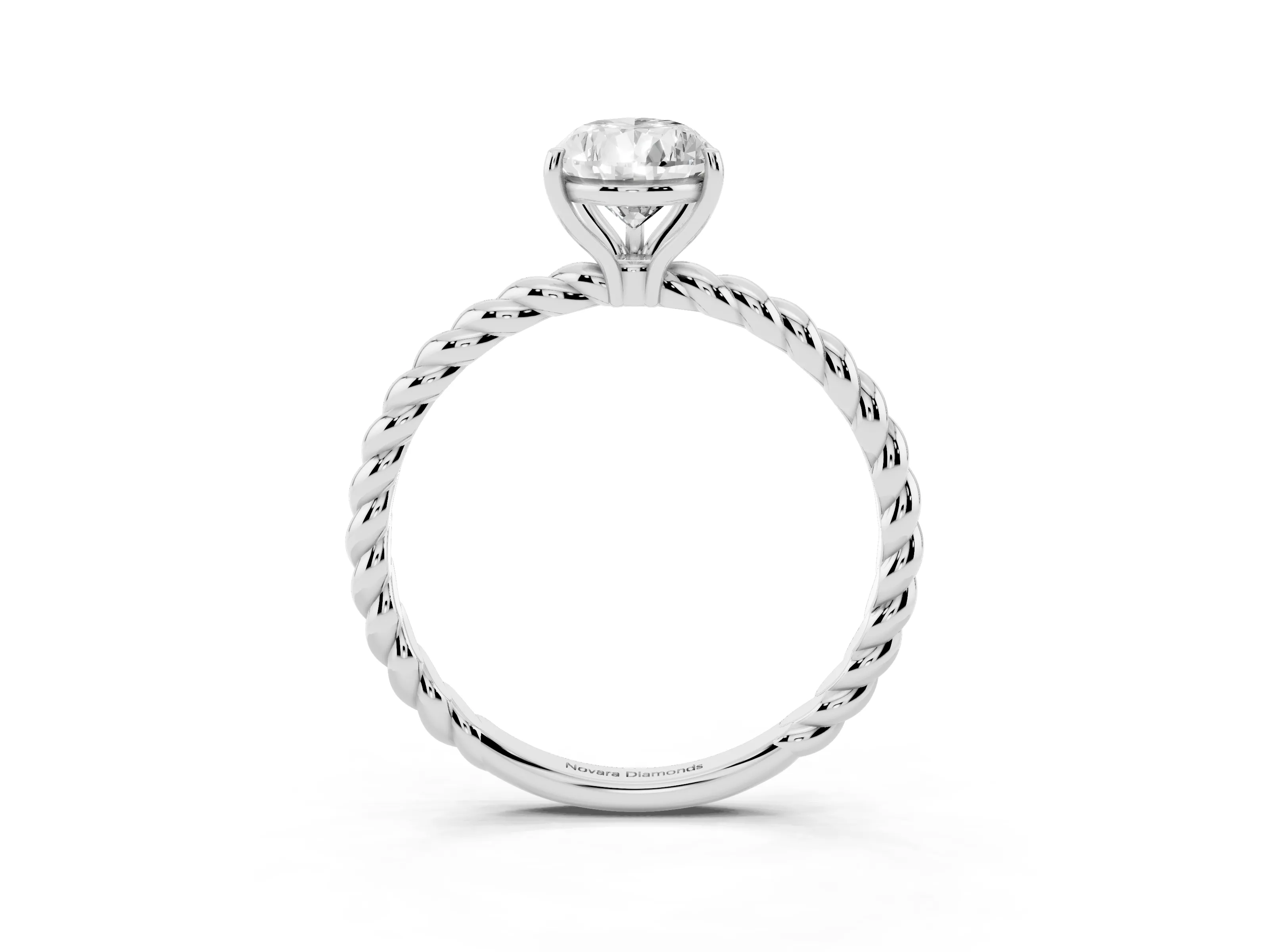 Pear Cut Diamond Solitaire Ring Set in White gold with Twist Band and Prong Setting