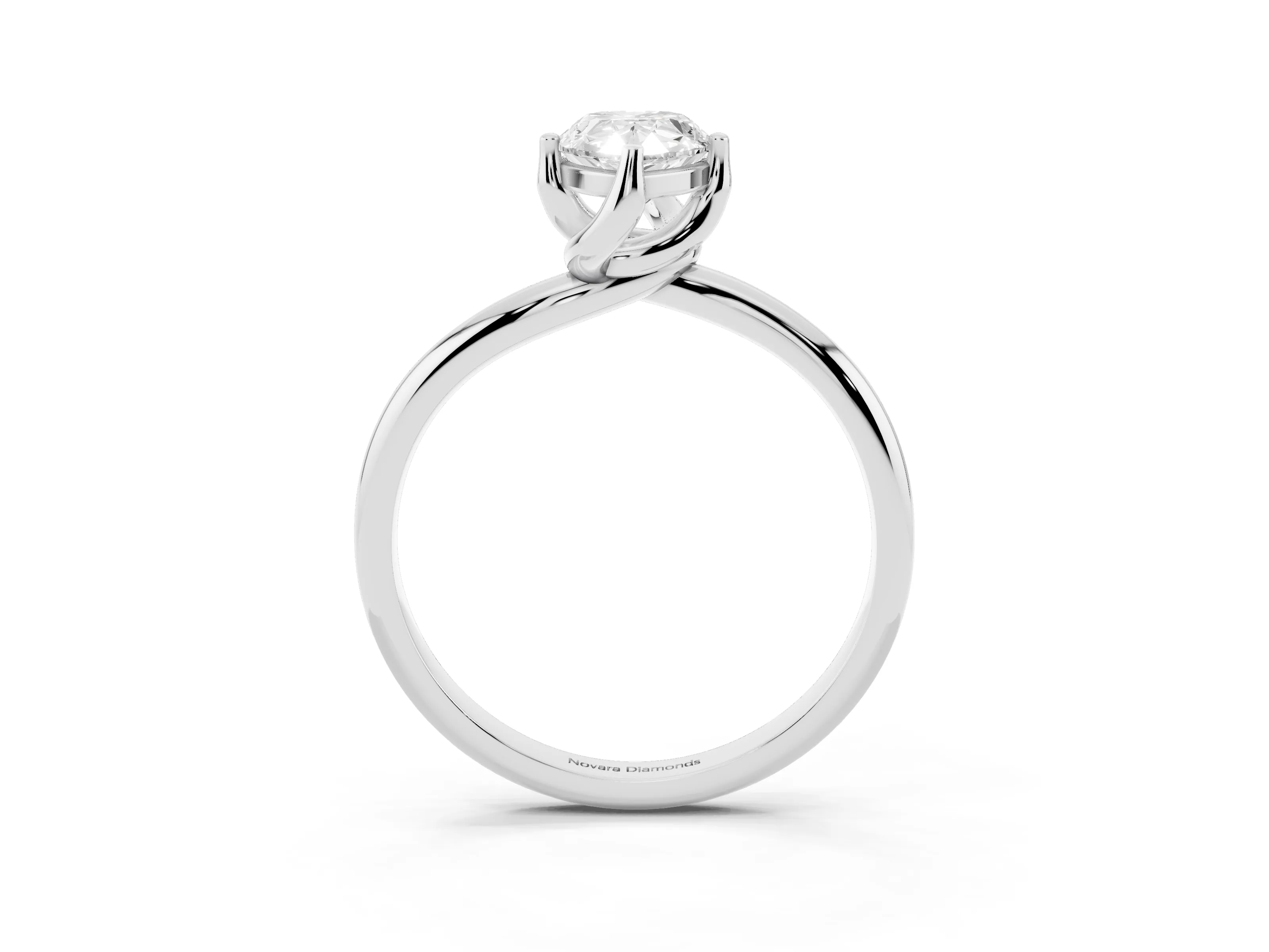 Pear Cut Diamond Solitaire Engagement Ring Set in Platinum with Classic Plain Band