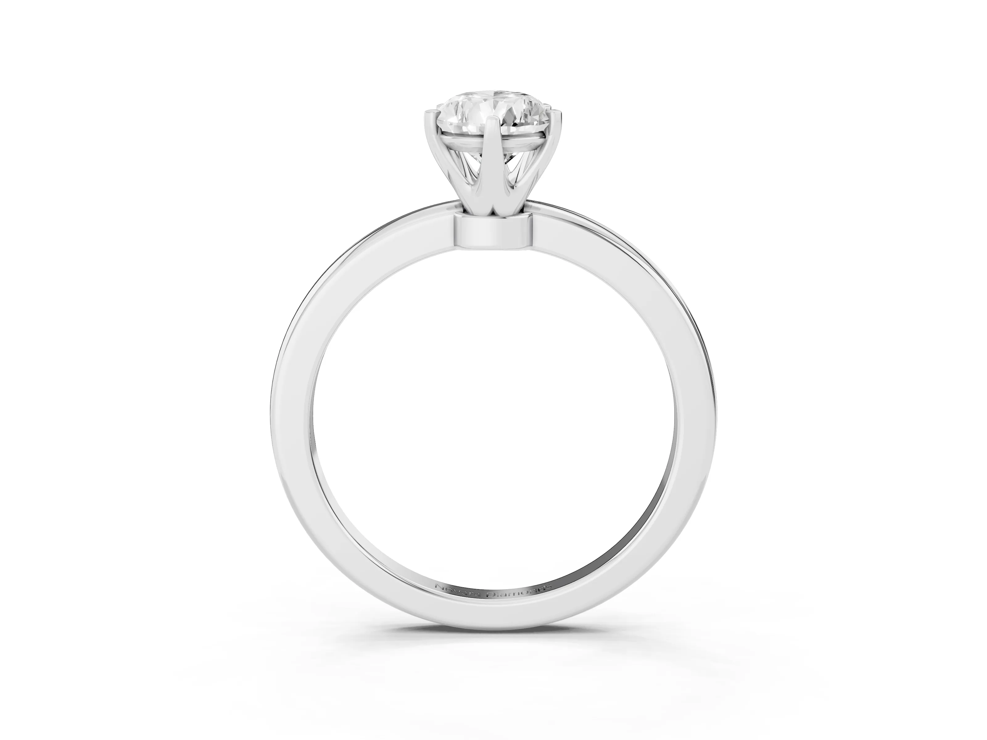 Pear Cut Diamond Solitaire Ring Set in White gold with Raised Prong Setting on a Classic Band