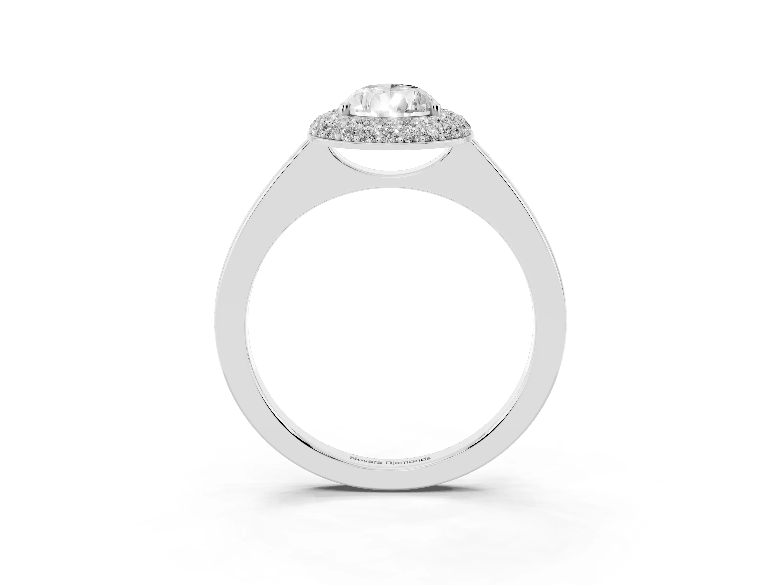 Pear Cut Diamond Halo Engagement Ring Set in Platinum with Solitaire Band and Prong Setting