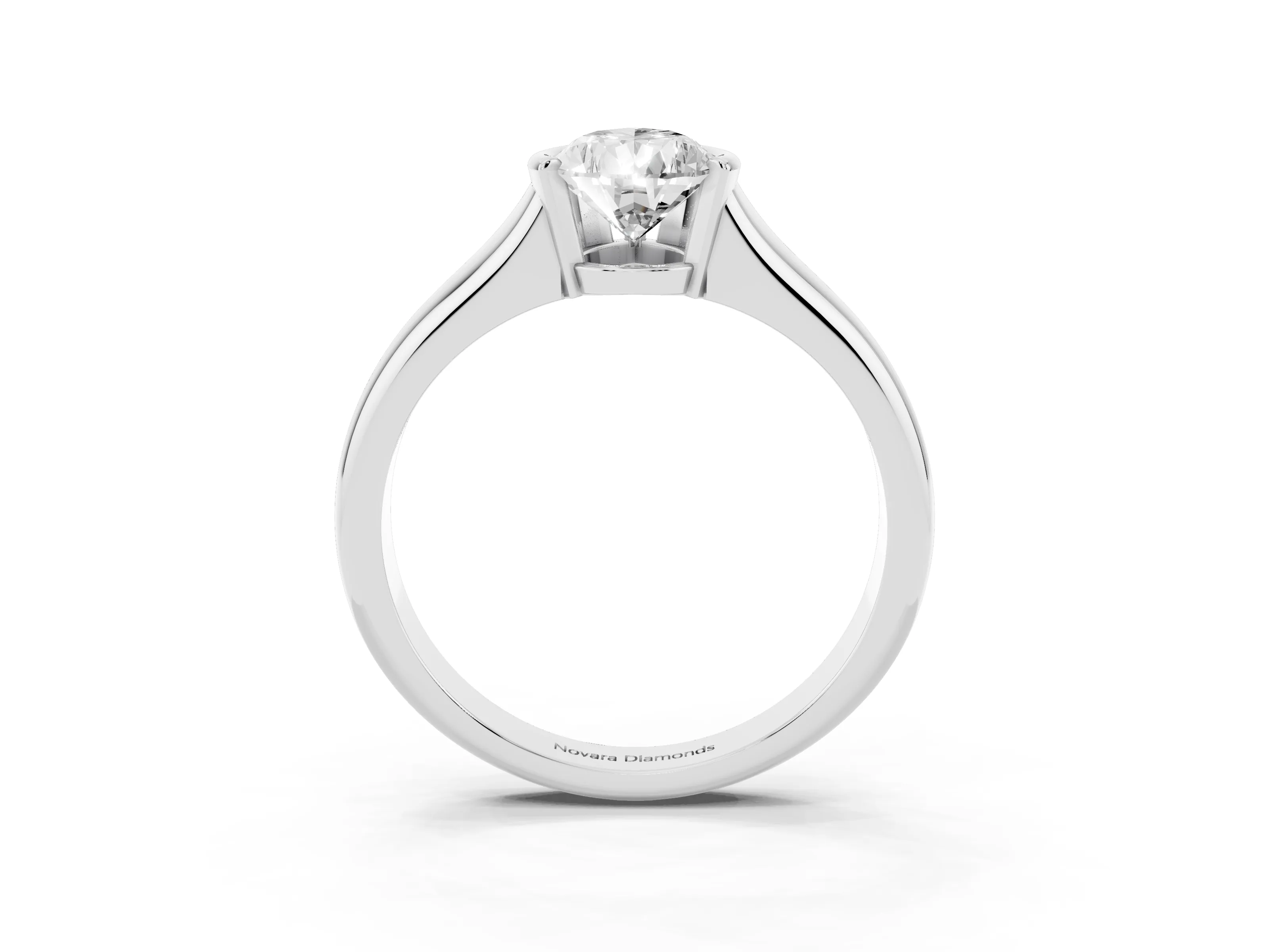 Pear Cut Diamond Solitaire Tension Set Ring Set in Silver with Split Shank Band