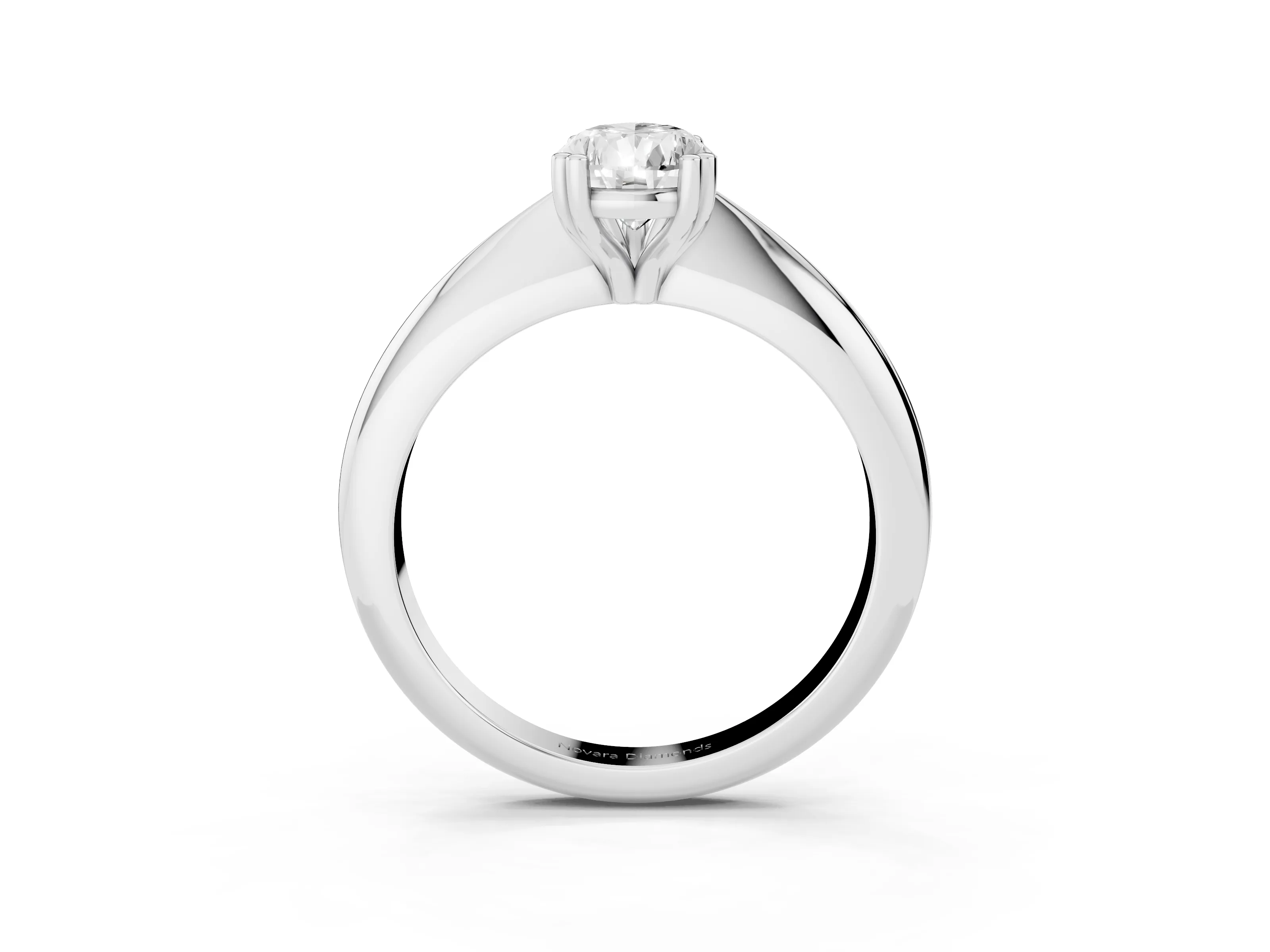 Pear Cut Diamond Solitaire Engagement Ring Set in Platinum with Tapered Band and Prong Setting