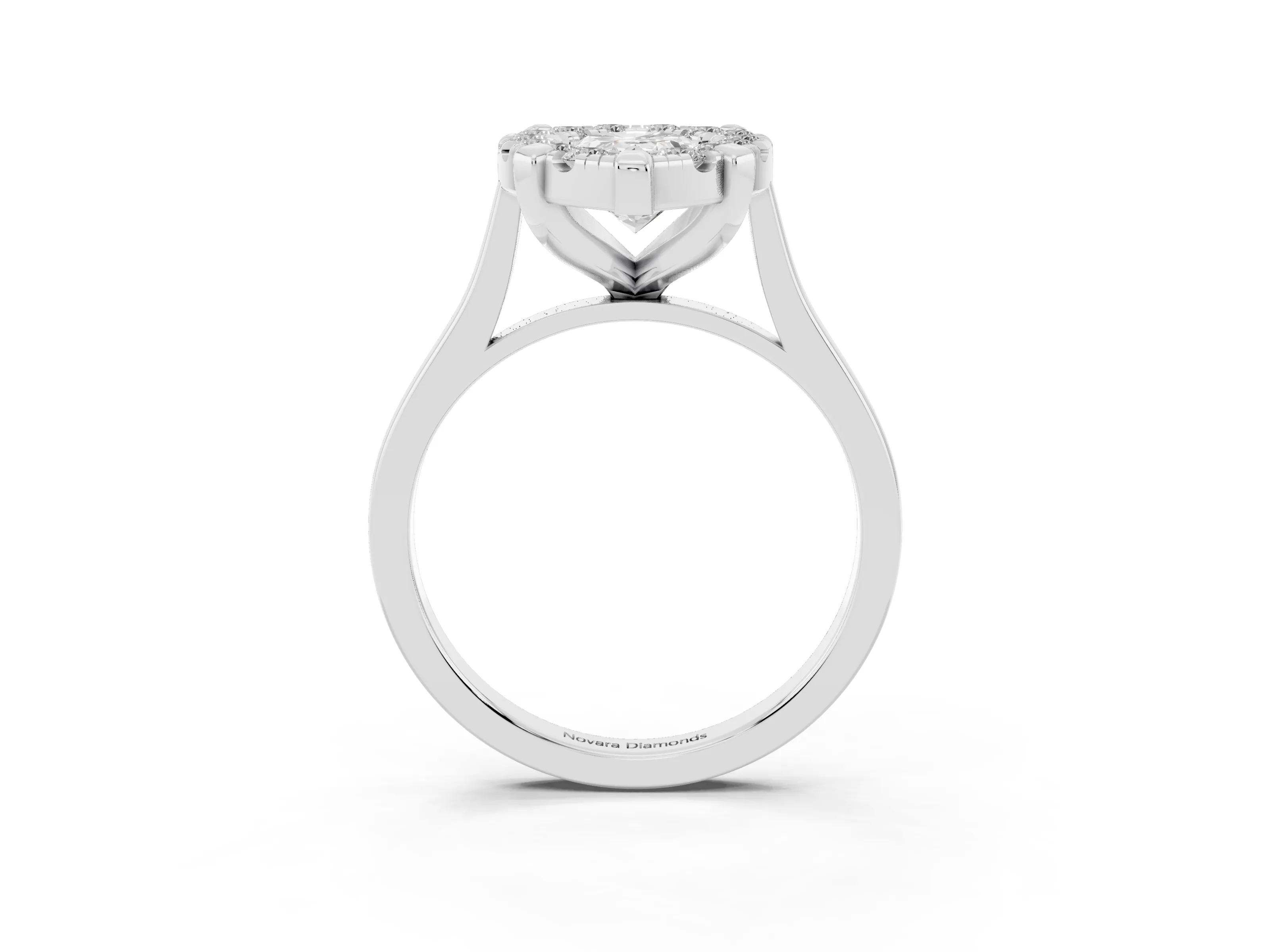 Pear Cut Diamond Cluster Halo Solitaire Ring Set in Platinum with Prong Setting