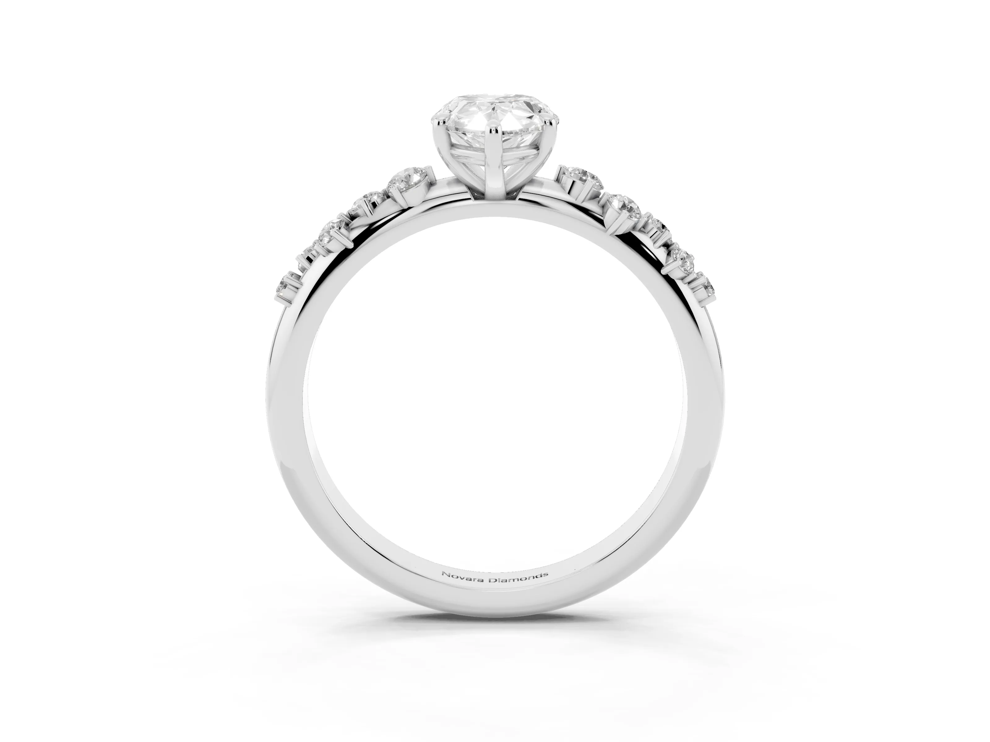 Pear Cut Diamond Cluster Solitaire Ring Set in Platinum with Prong Setting