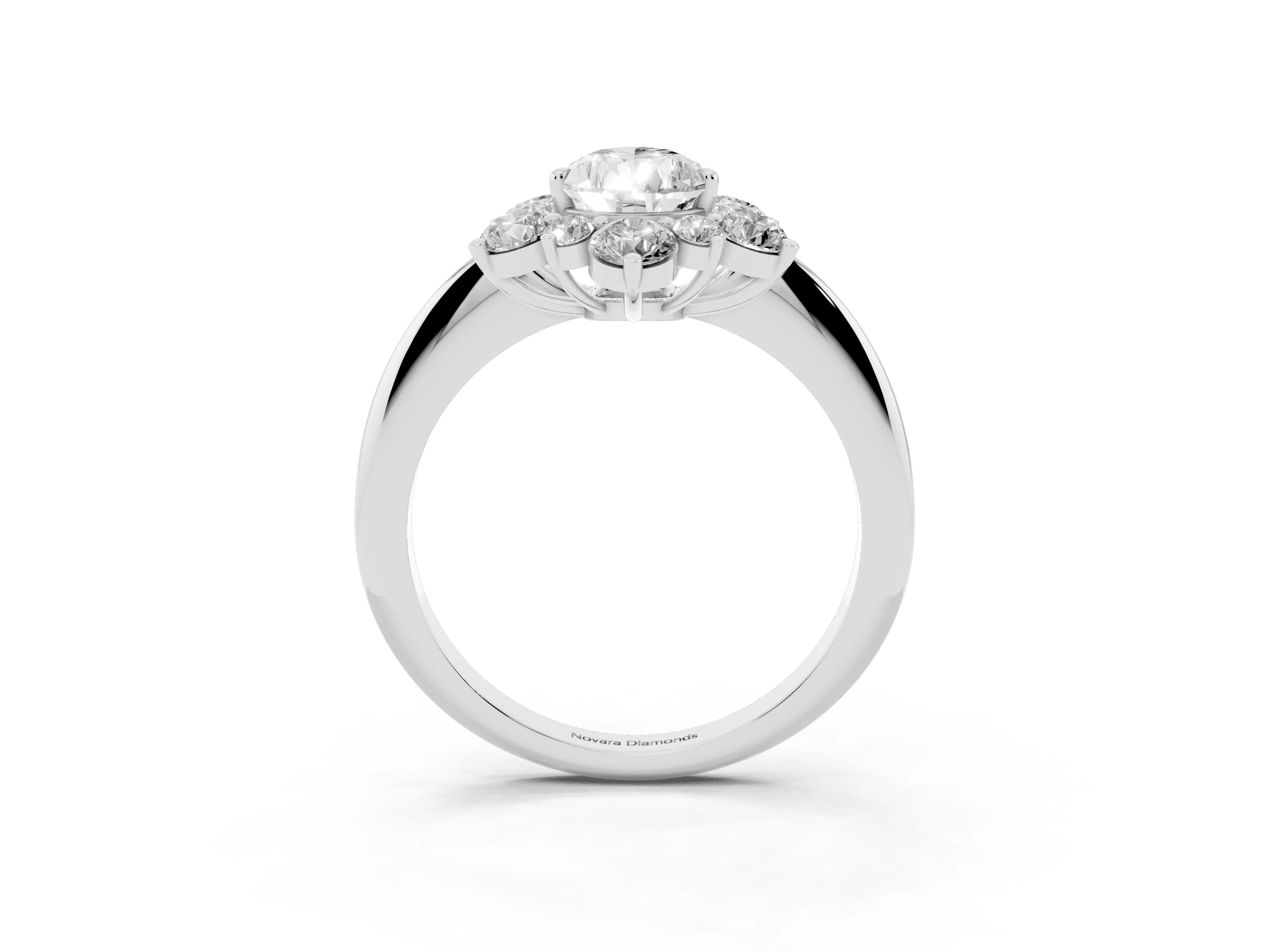 Pear Cut Diamond Cluster Halo Ring Set in Platinum with Solitaire Band and Prong Setting