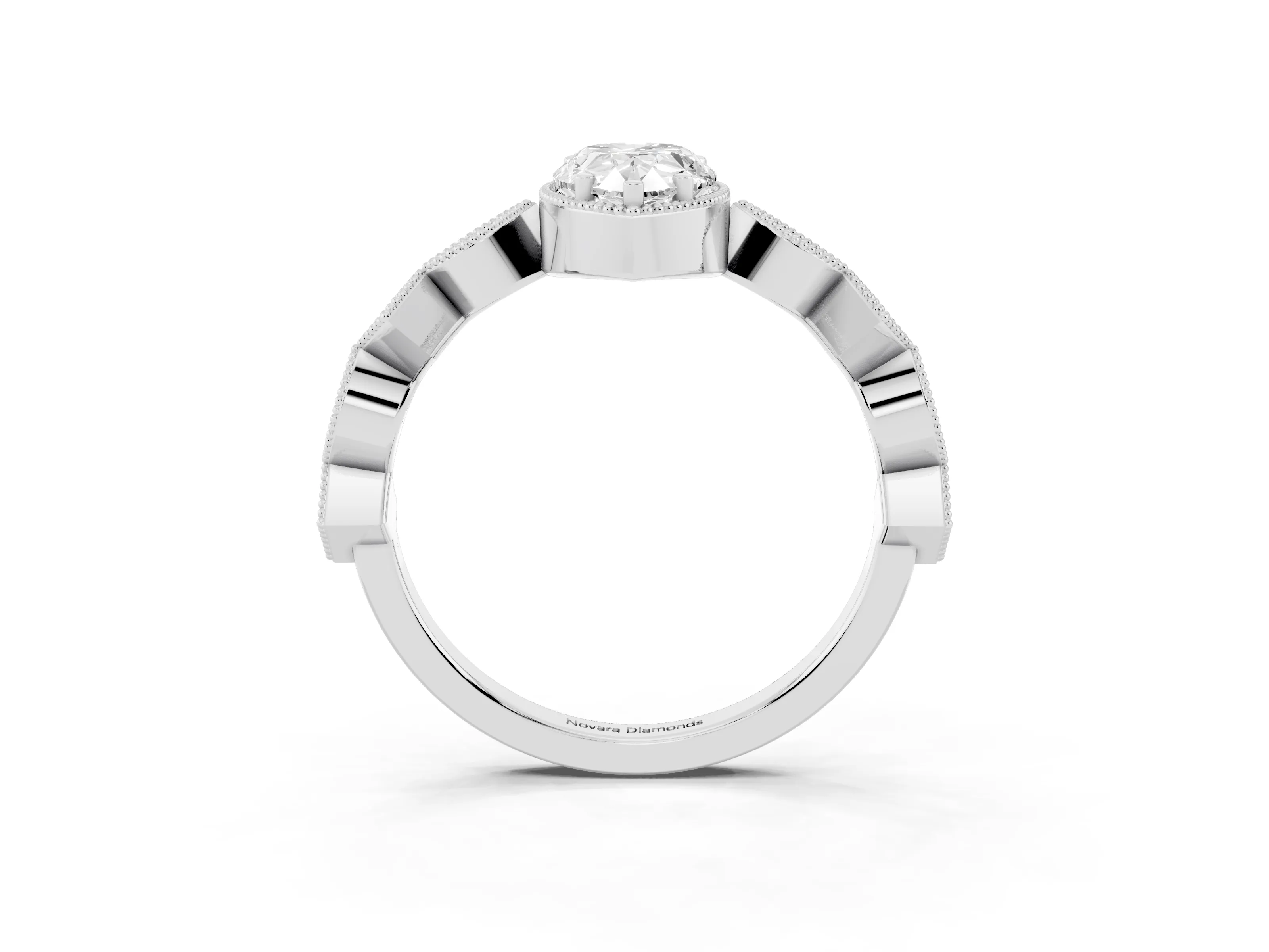 Pear Cut Diamond Milgrain Marquise Twist Band Ring Set in White gold with Prong Setting