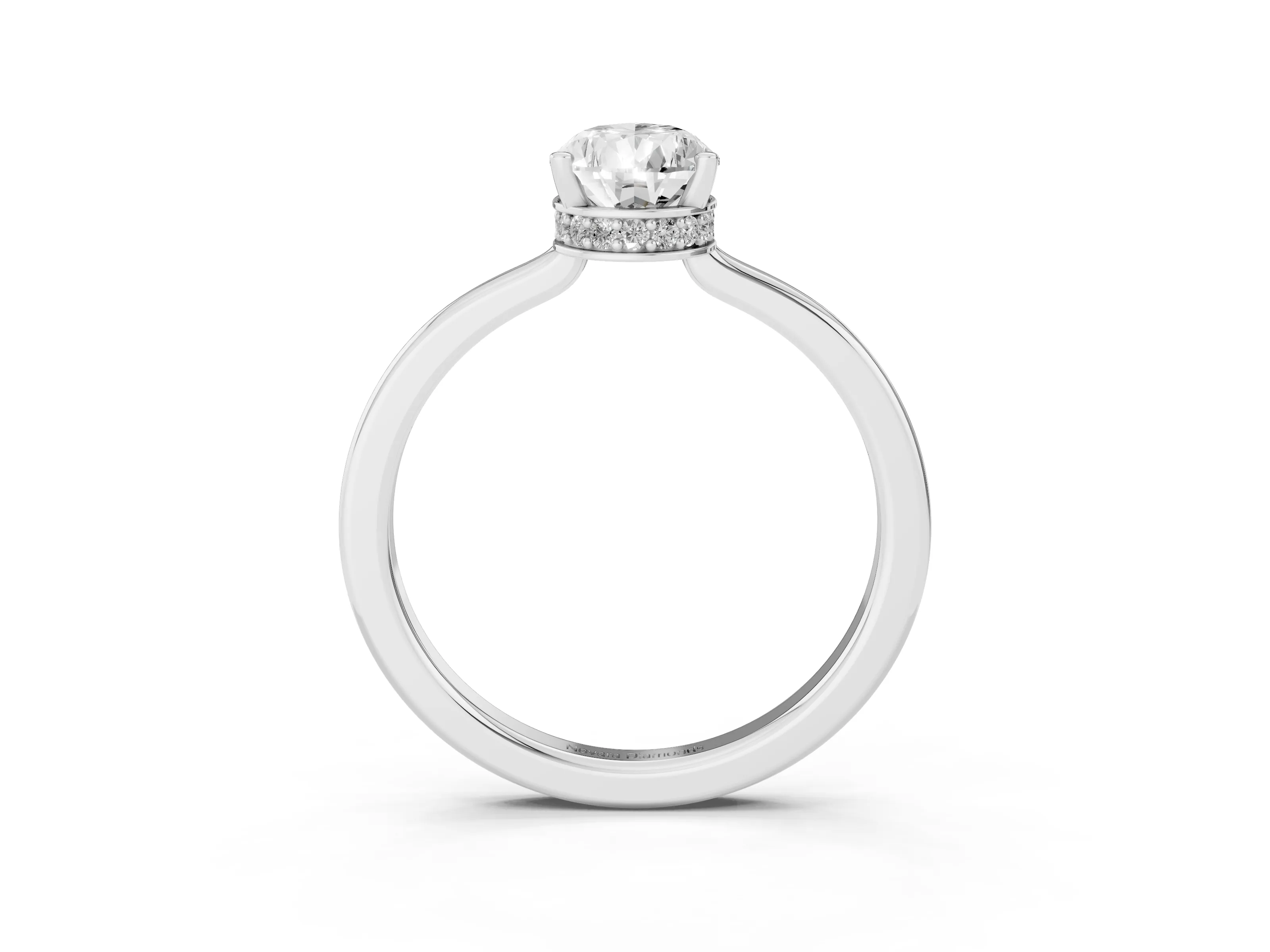 Pear Cut Diamond Solitaire Engagement Ring Set in Platinum with Prong Setting on a Plain Band