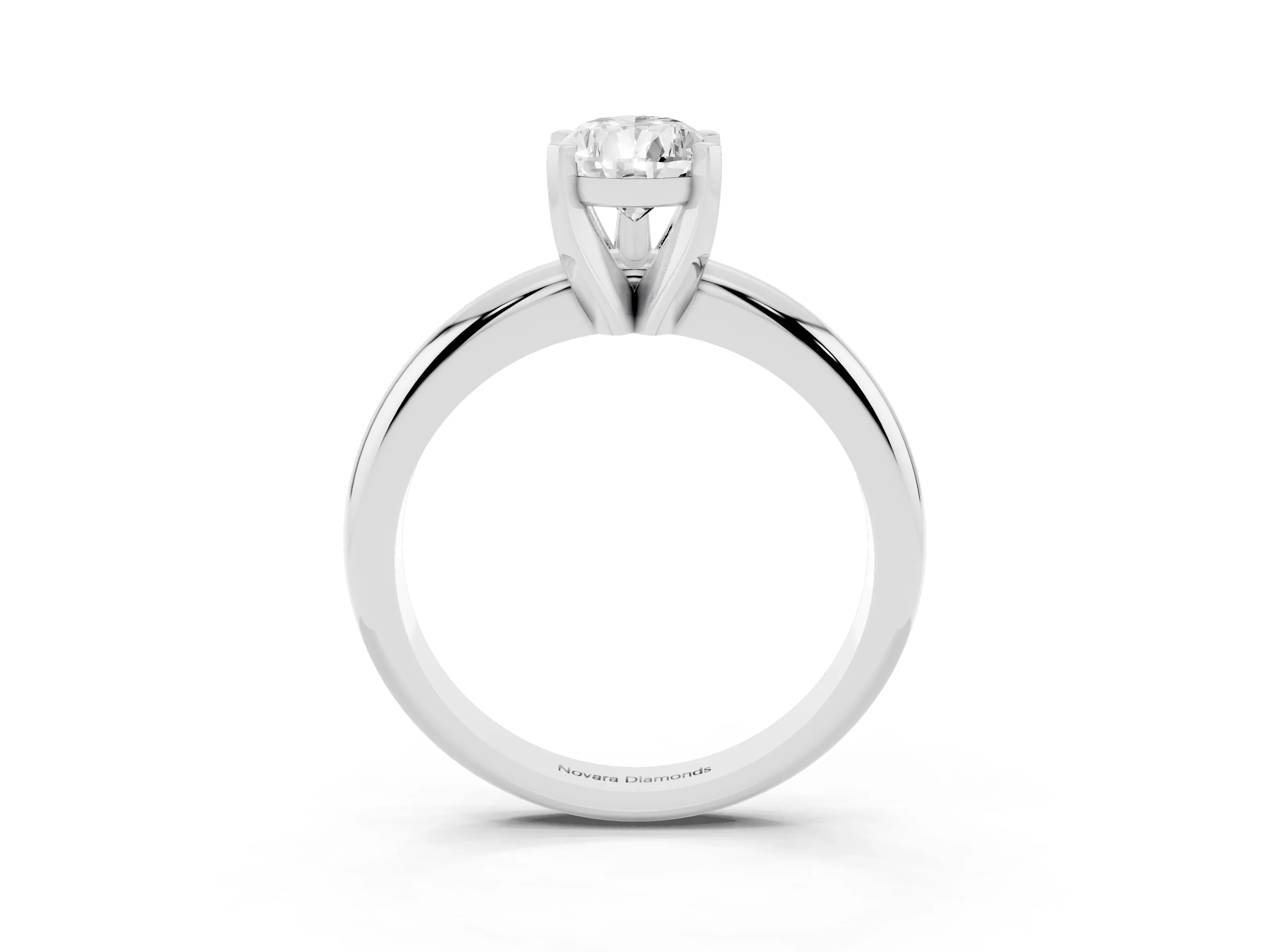 Pear Cut Diamond Solitaire Engagement Ring Set in White gold with Round Band and Prong Setting