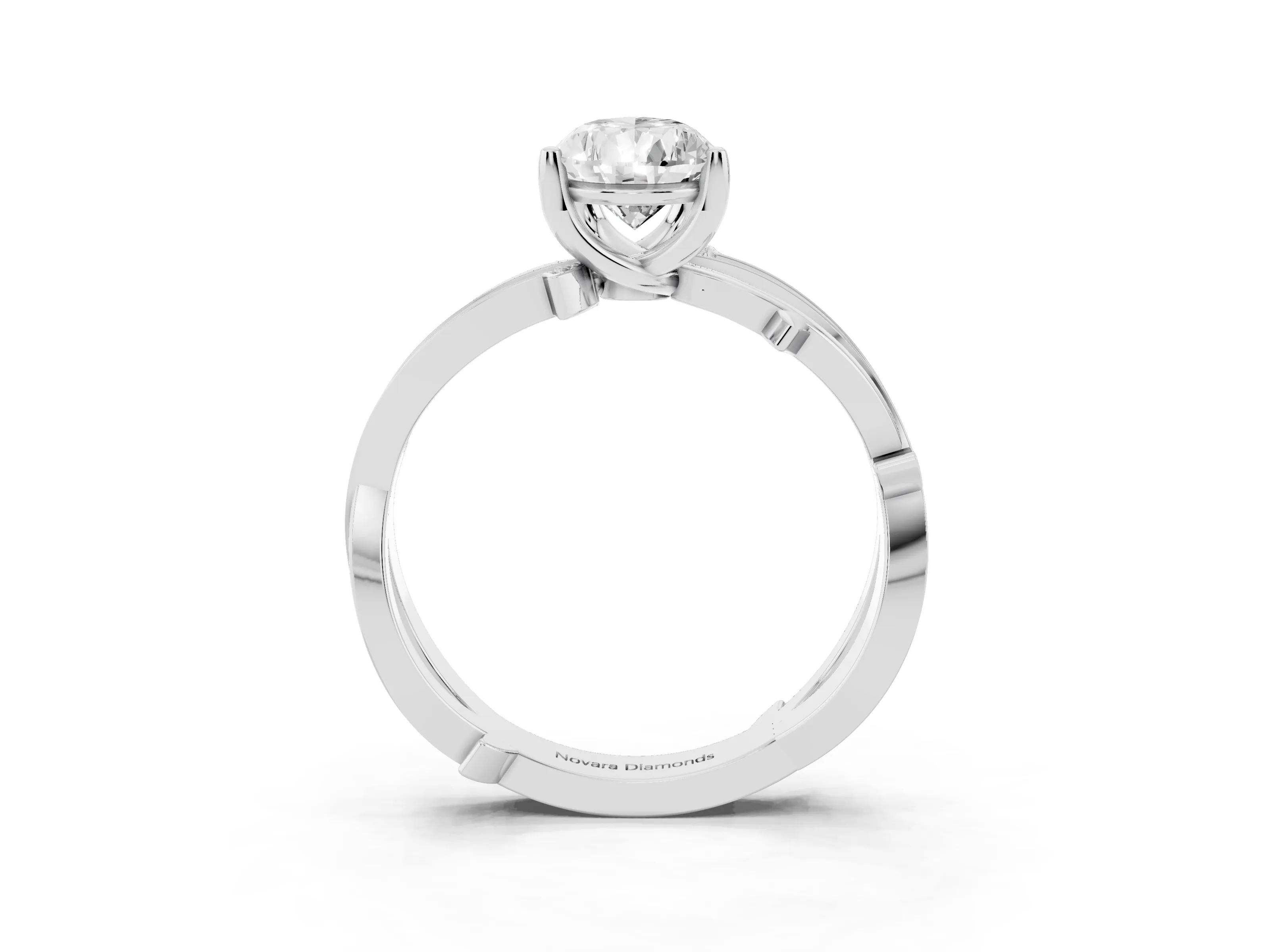 Pear Cut Diamond Pavé Twist Band Solitaire Ring Set in Platinum with Prong Setting