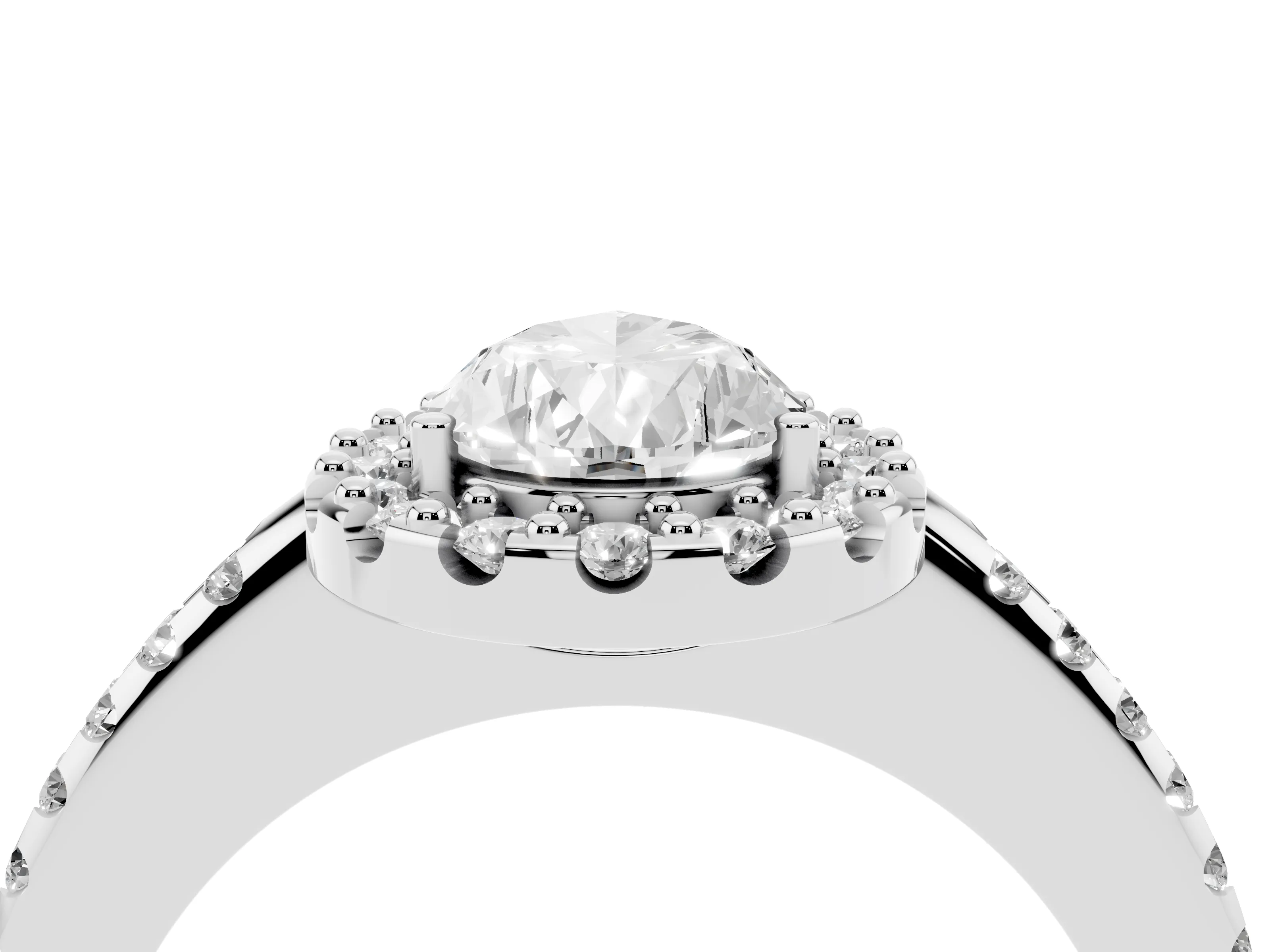 Pear Cut Diamond Pavé Halo Ring Set in Platinum with Prong Setting