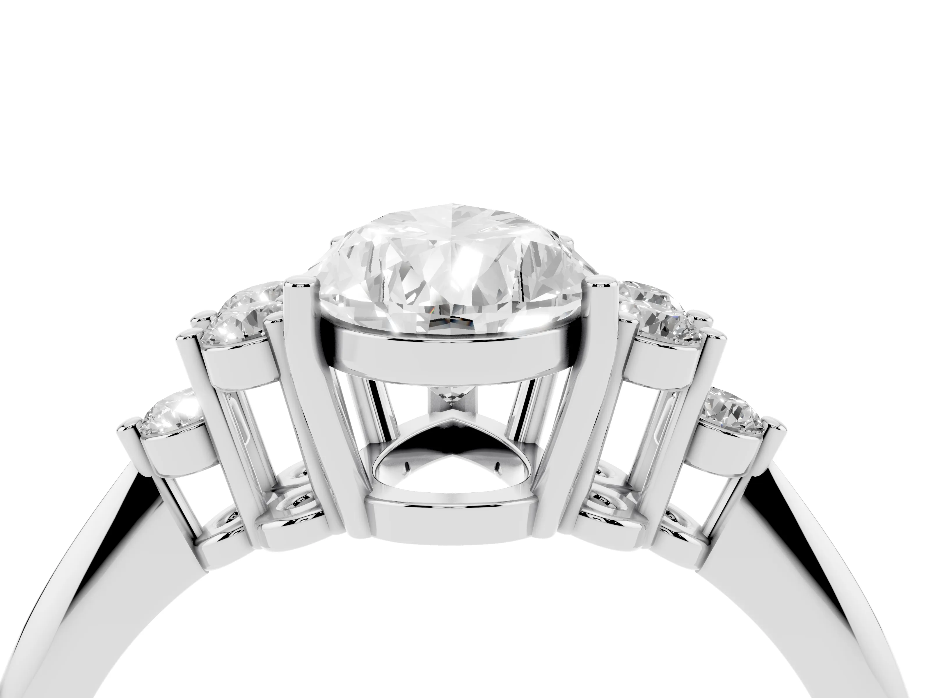 Pear Cut Diamond Cluster Ring Set in Platinum with Plain Band and Prong Setting