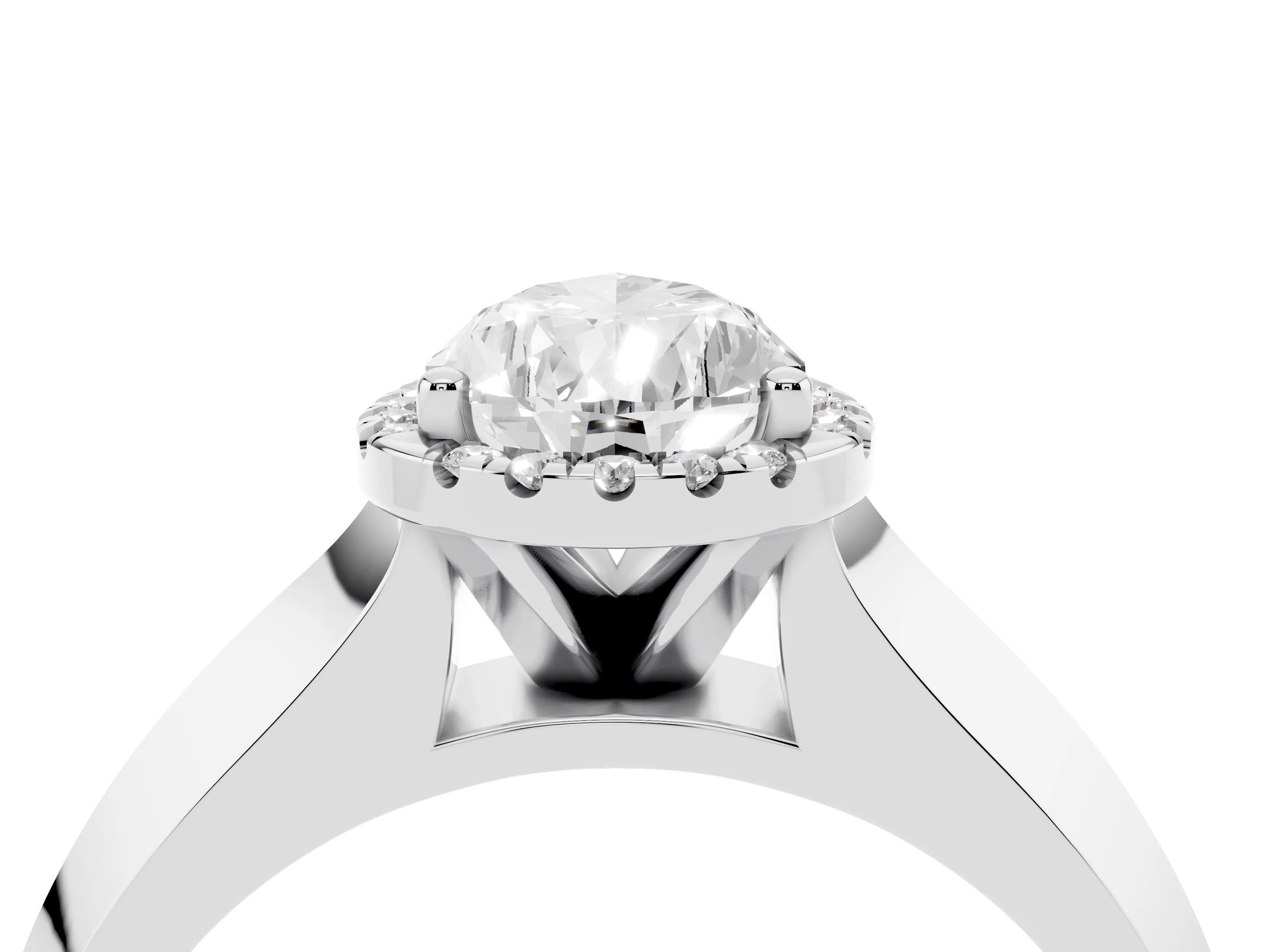 Pear Cut Diamond Halo Ring Set in Platinum with Cathedral Band and Prong Setting