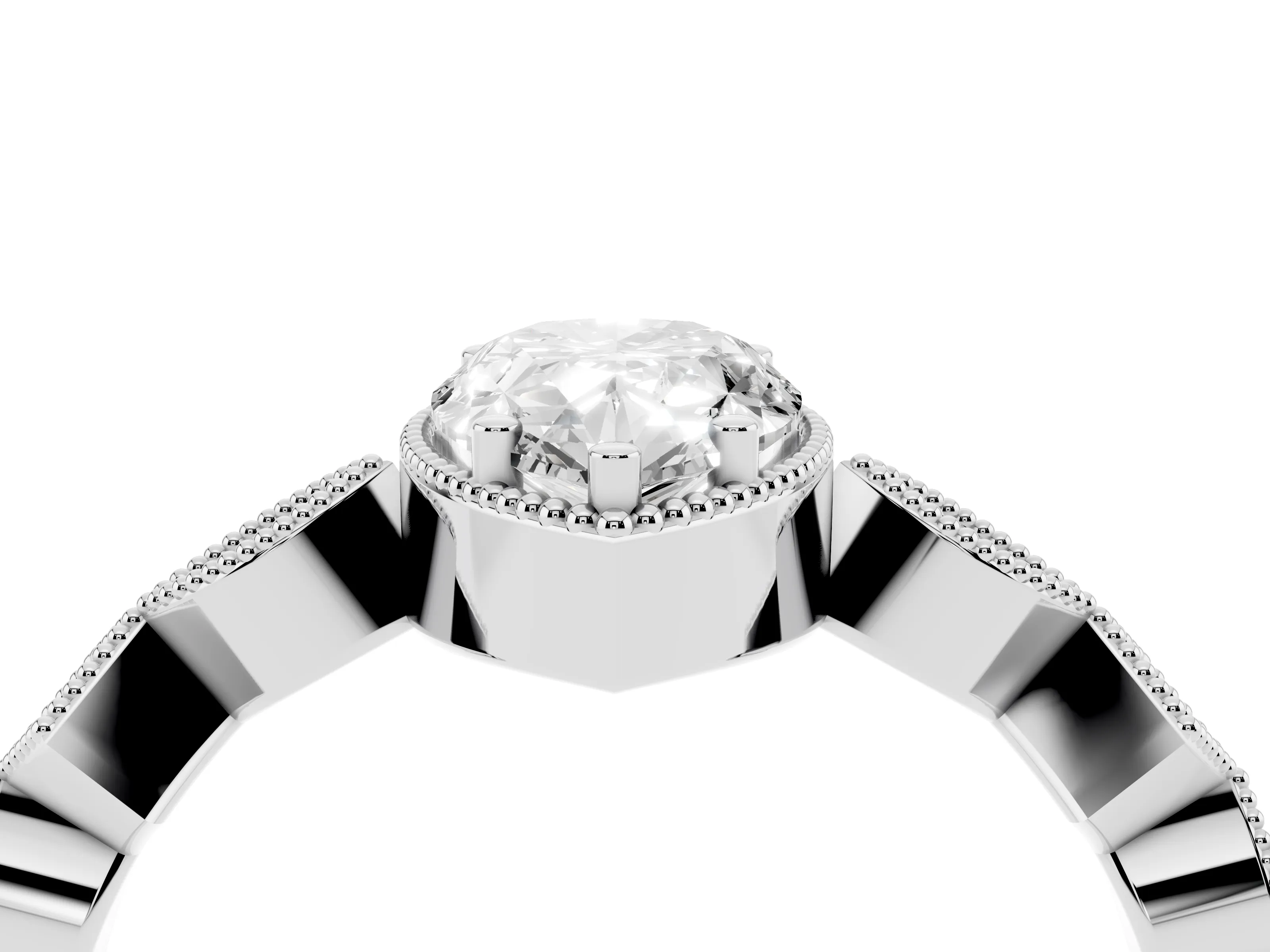 Pear Cut Diamond Milgrain Marquise Twist Band Ring Set in White gold with Prong Setting