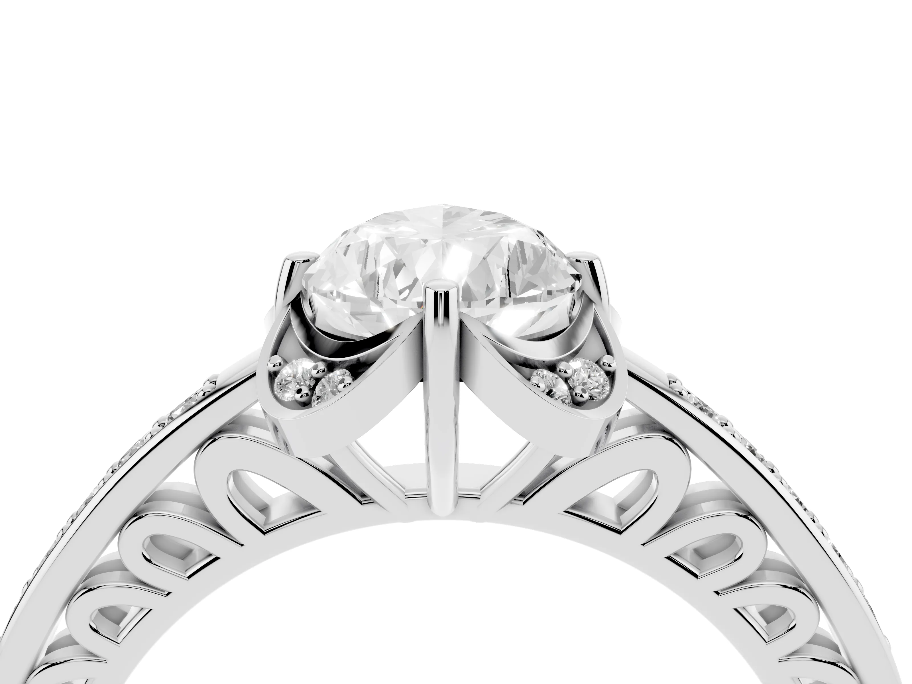 Pear Cut Diamond Halo Ring Set in Platinum with Channel Set Band and Prong Setting