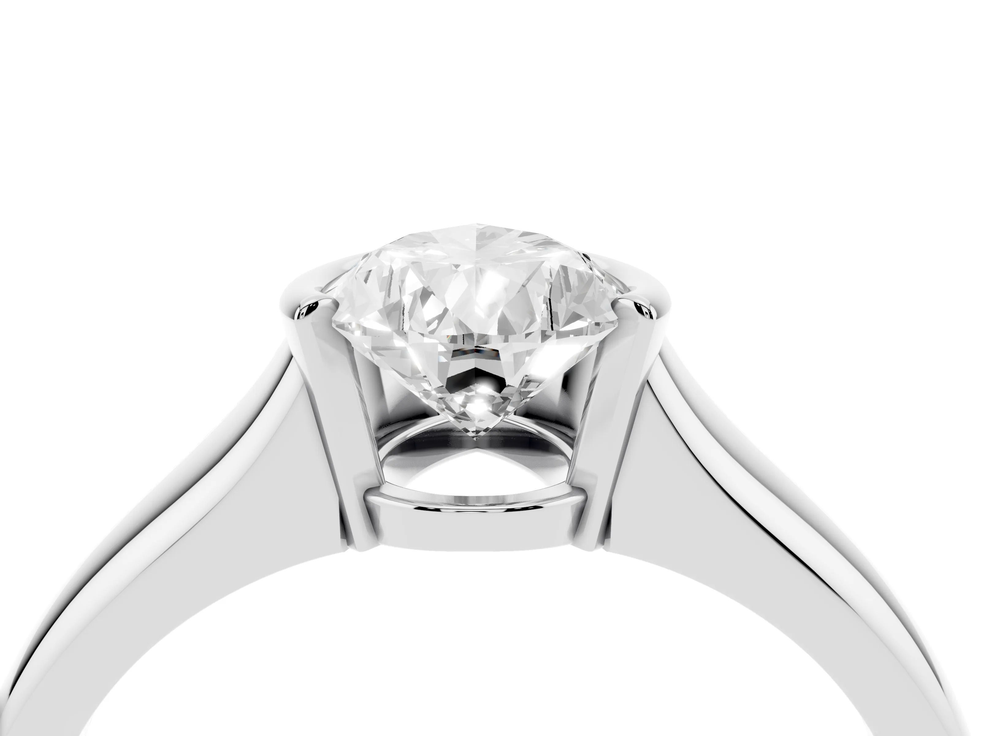 Pear Cut Diamond Solitaire Tension Set Ring Set in Silver with Split Shank Band