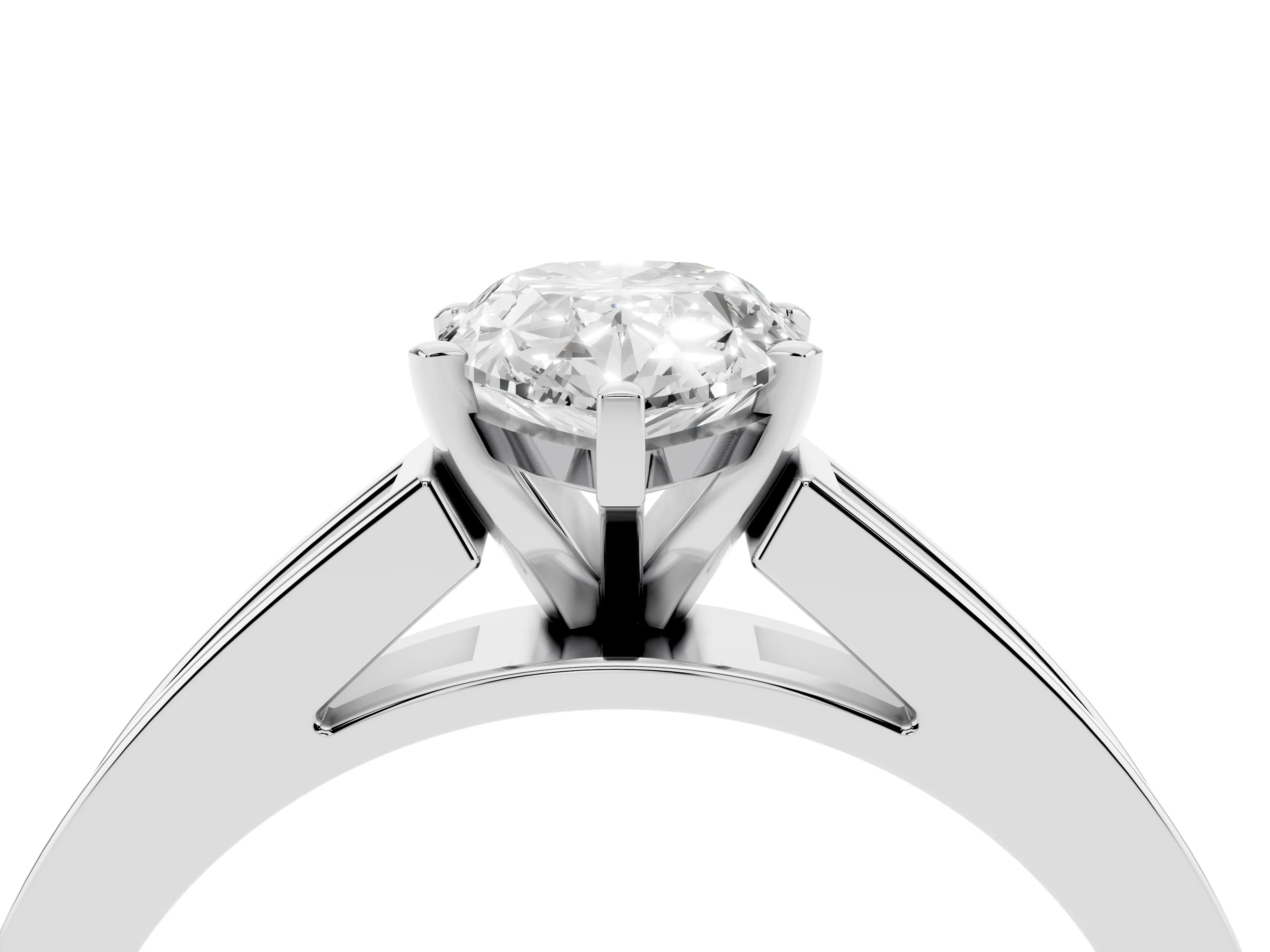 Pear Cut Diamond Solitaire Ring Set in Silver with Channel-Set Band and Prong Setting