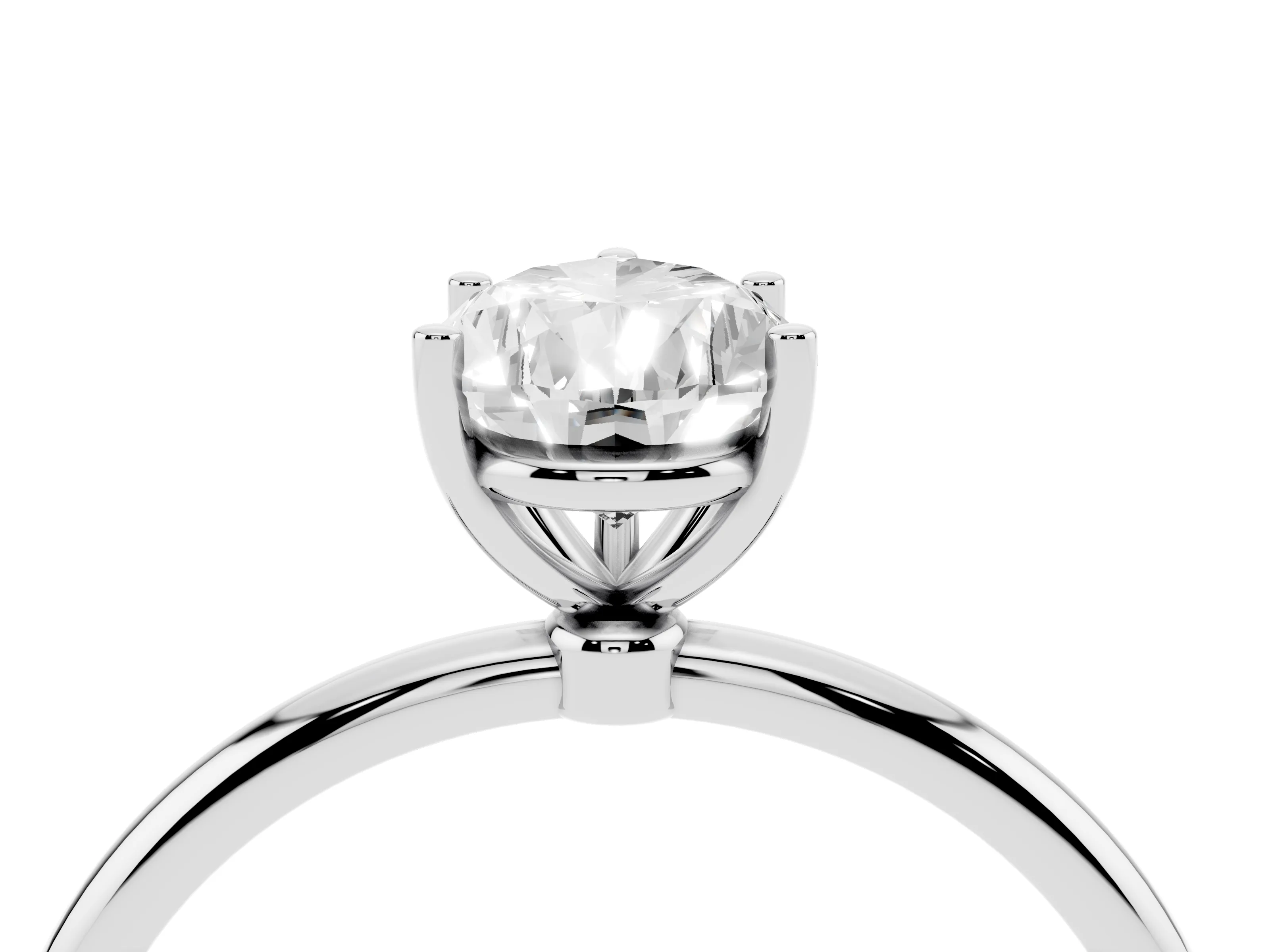 Pear Cut Diamond Solitaire Engagement Ring Set in Silver with Thin Band and Prong Setting