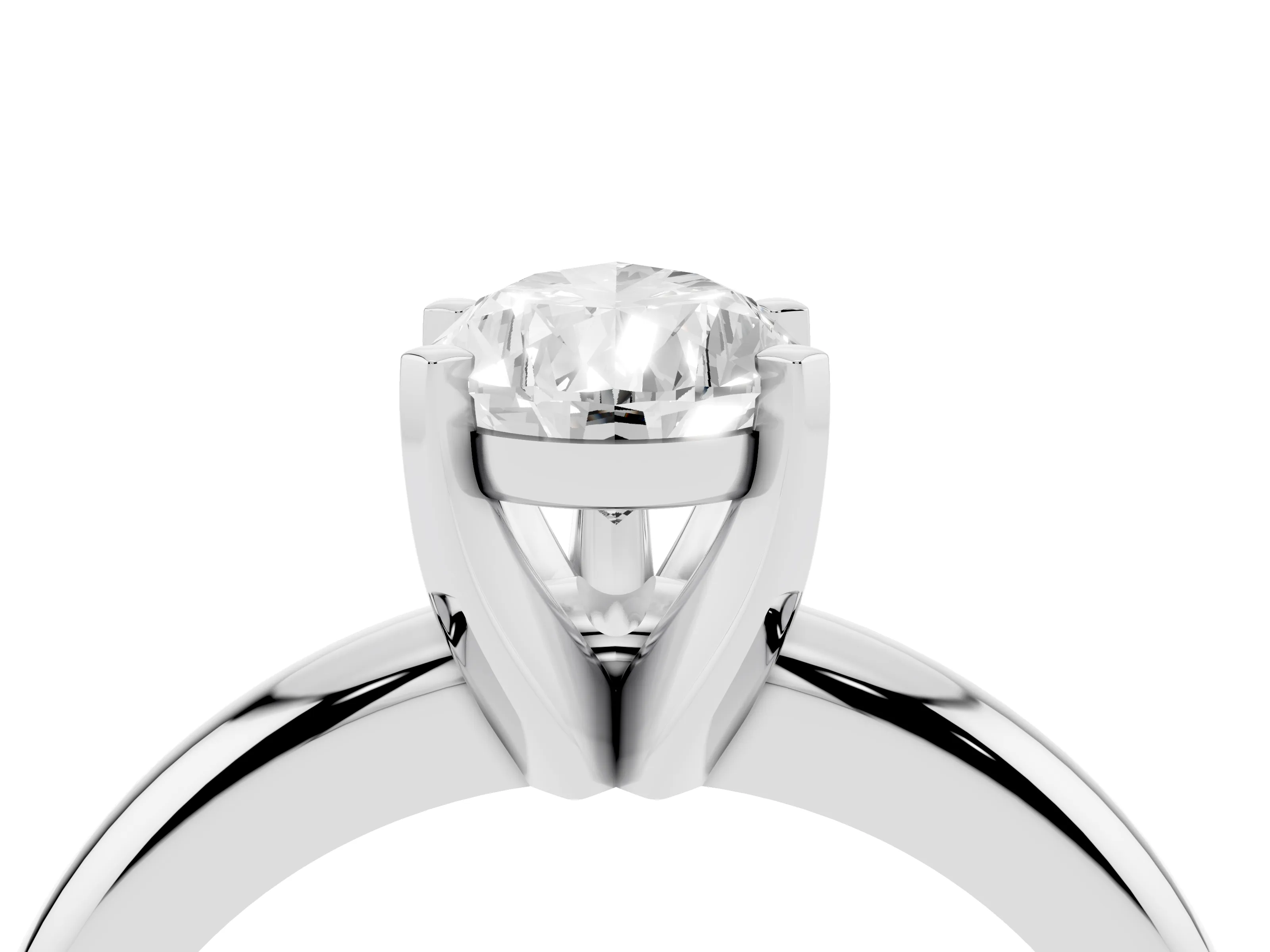 Pear Cut Diamond Solitaire Engagement Ring Set in White gold with Round Band and Prong Setting