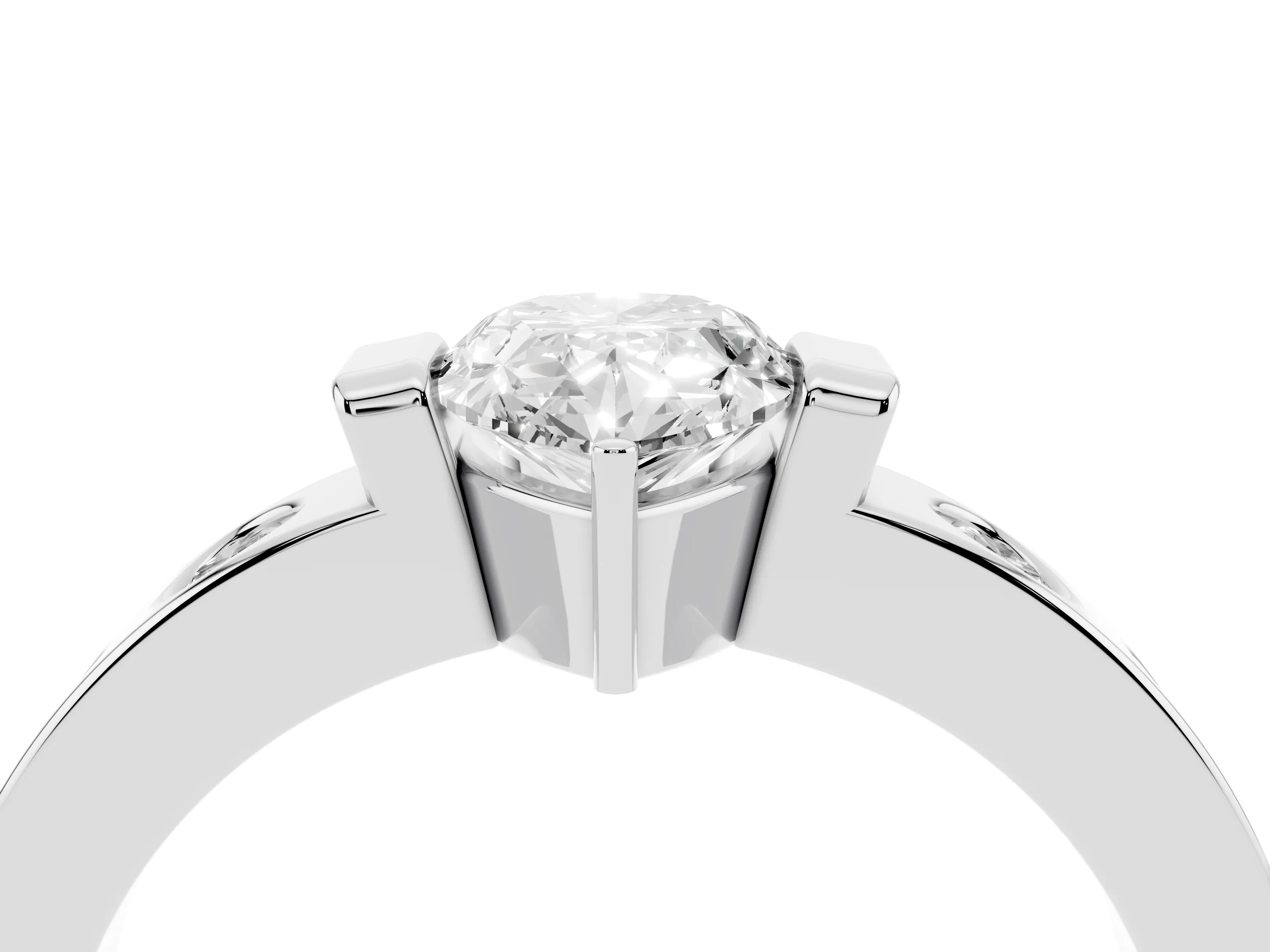 Pear Cut Diamond Channel-Set Band Ring Set in Silver with Bezel Prong Setting