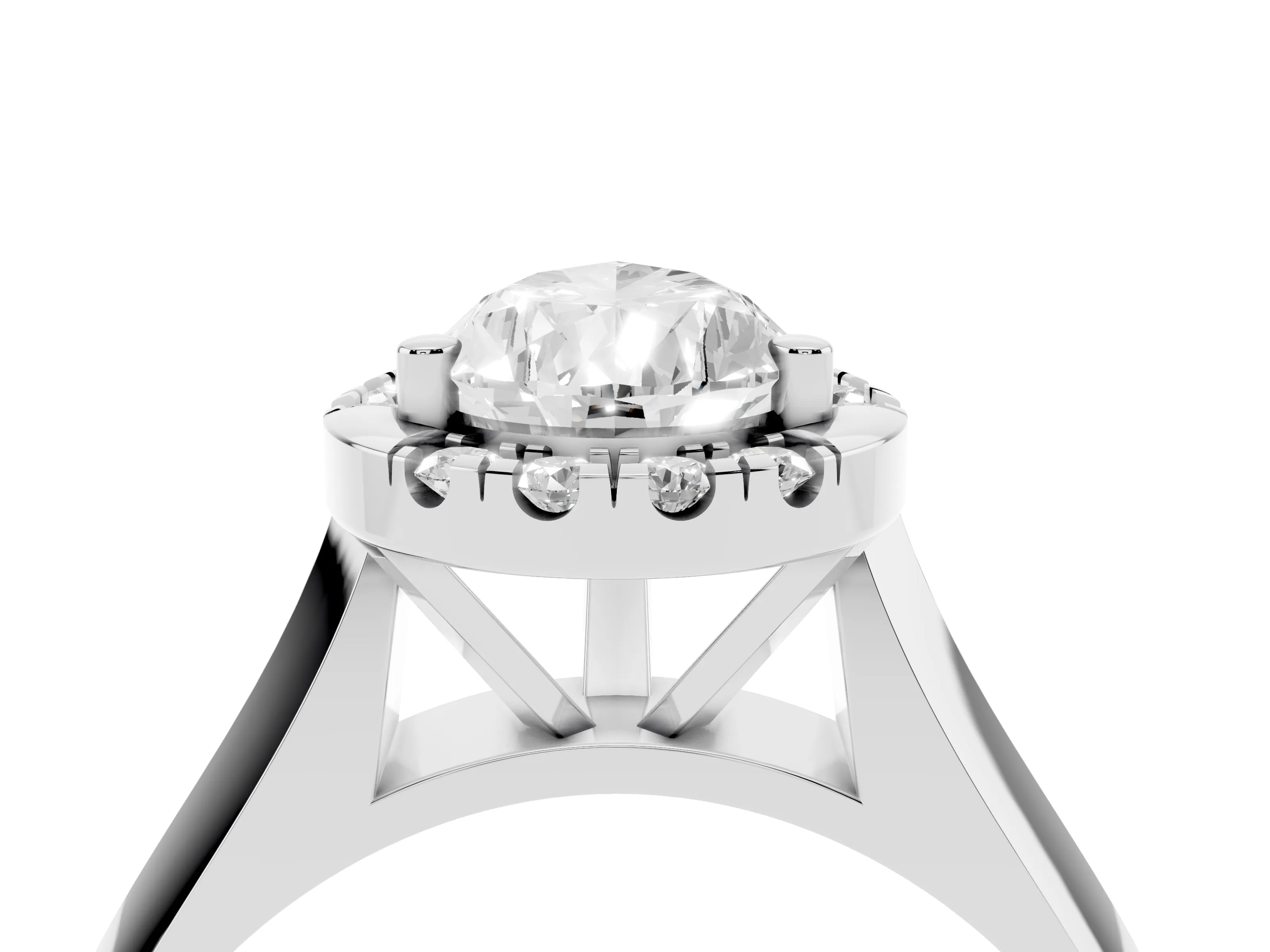 Pear Cut Diamond Halo Solitaire Engagement Ring Set in Platinum with Square Band and Prong Setting