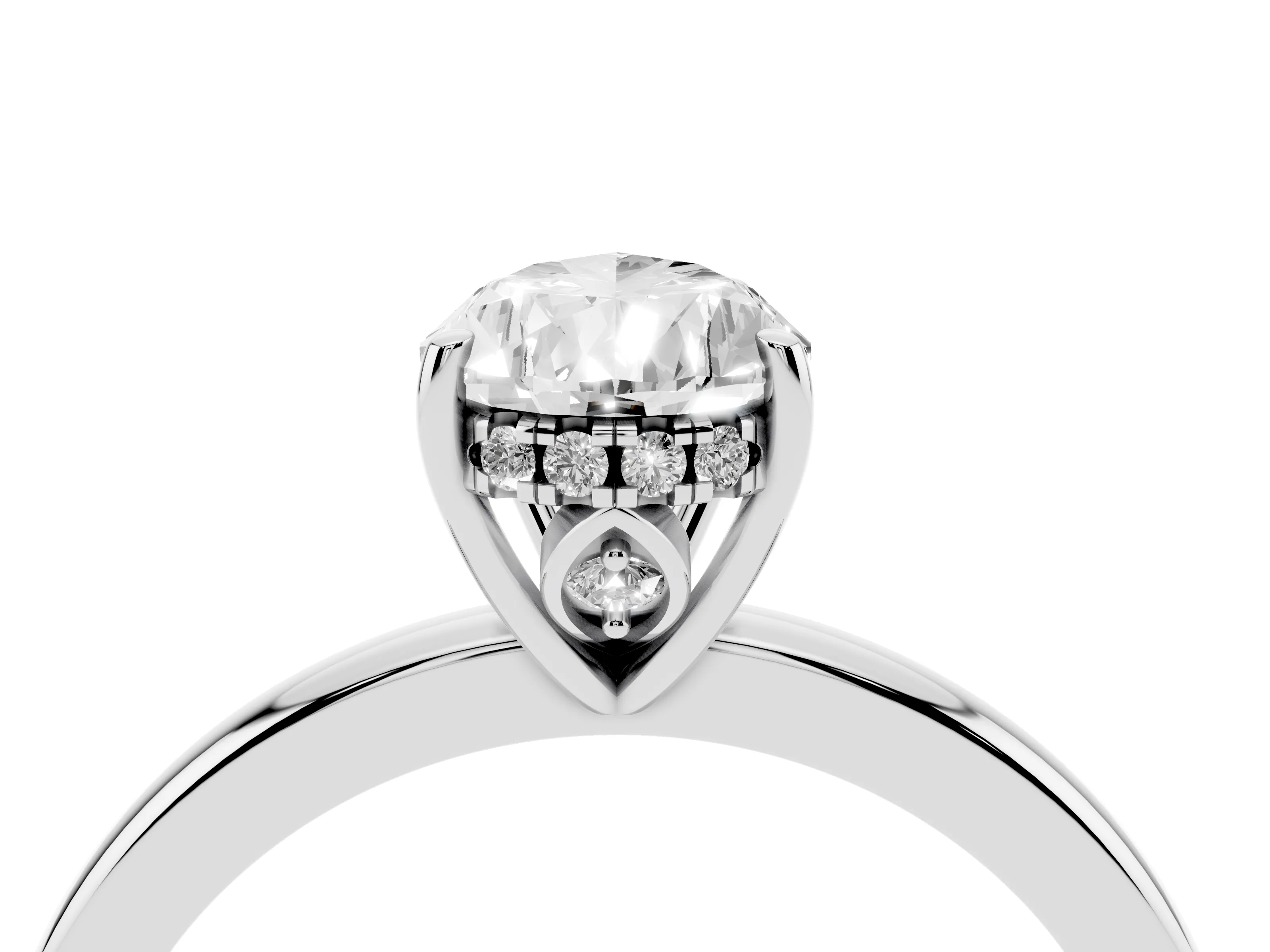 Pear Cut Diamond Solitaire Ring Set in Platinum with Plain Band and Prong Setting