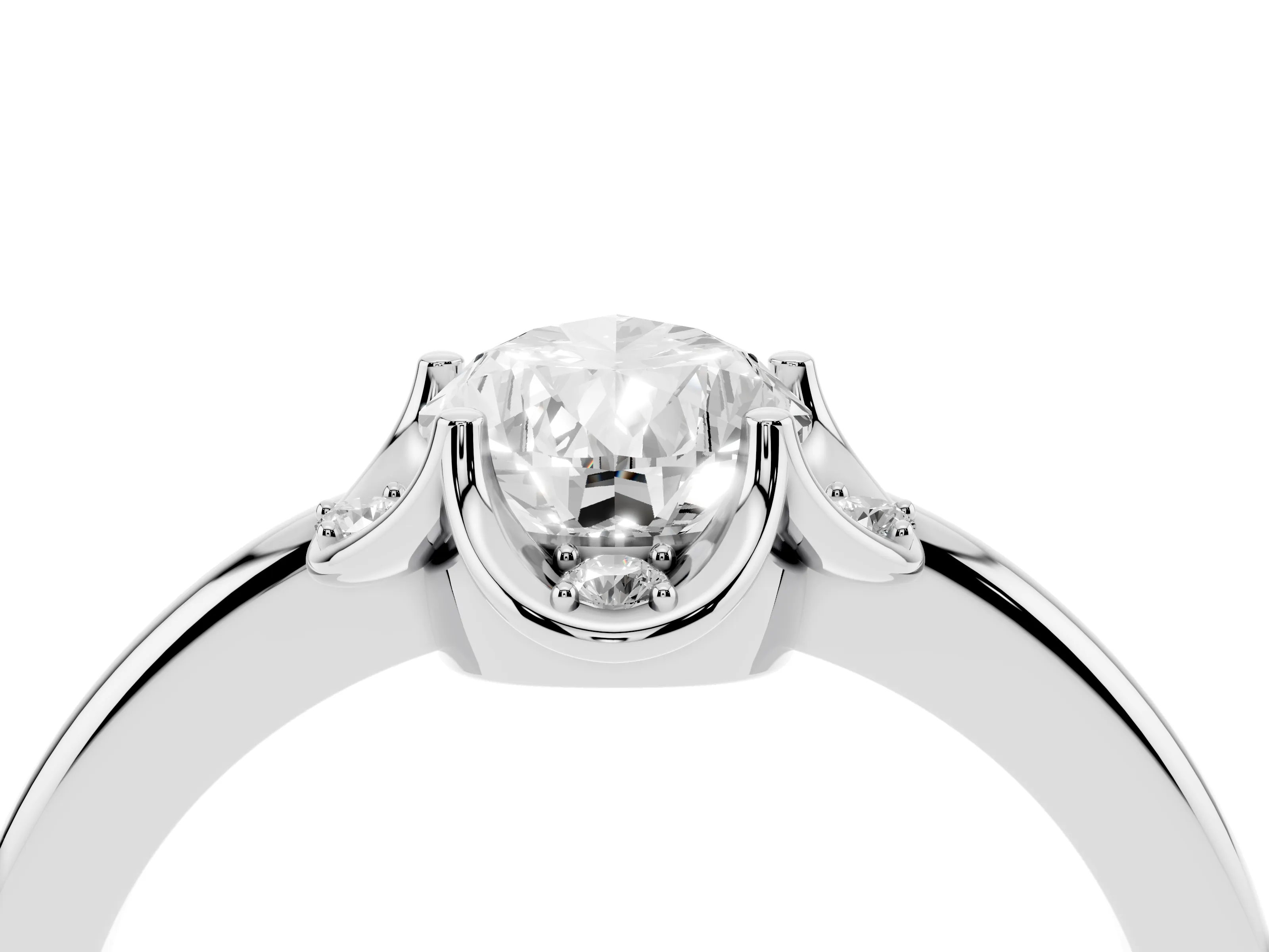 Pear Cut Diamond Round Cluster Halo Ring Set in Silver with Solitaire Band and Prong Setting